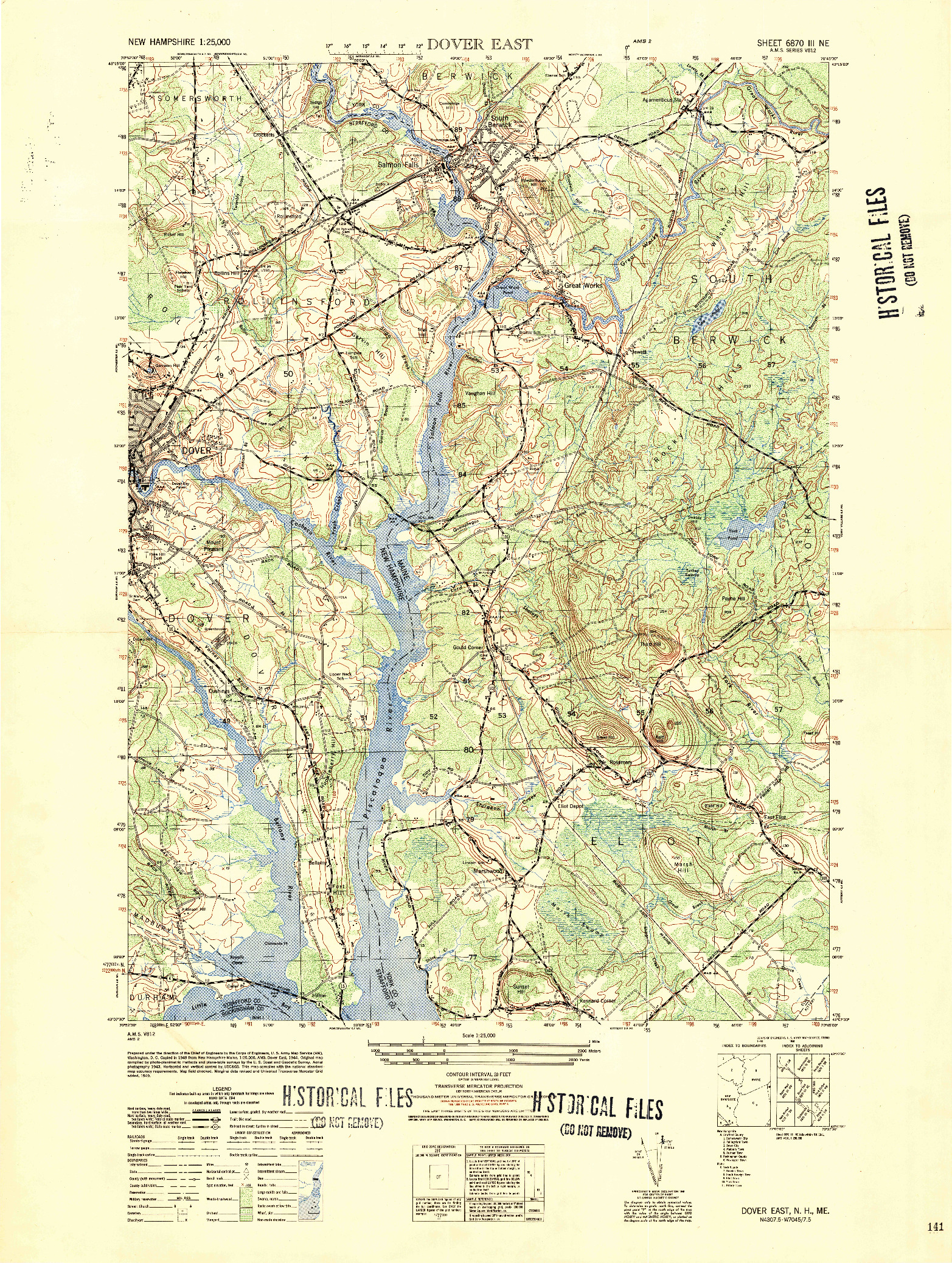 USGS 1:25000-SCALE QUADRANGLE FOR DOVER EAST, NH 1950