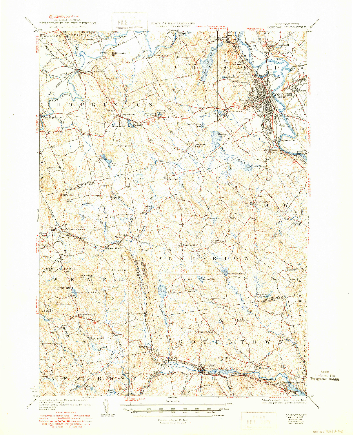 USGS 1:62500-SCALE QUADRANGLE FOR CONCORD, NH 1927