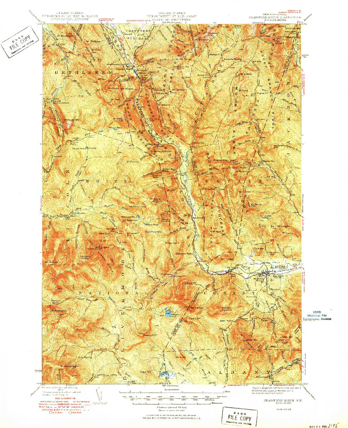 USGS 1:62500-SCALE QUADRANGLE FOR CRAWFORD NOTCH, NH 1950
