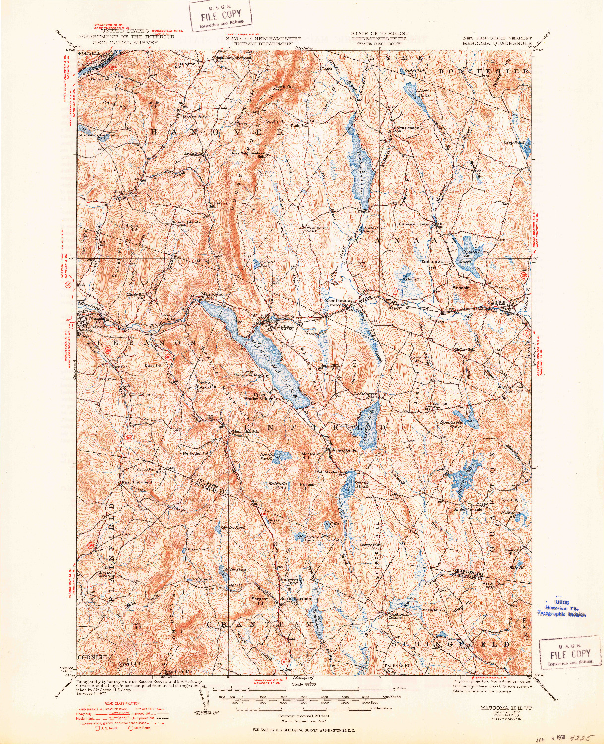 USGS 1:62500-SCALE QUADRANGLE FOR MASCOMA, NH 1932