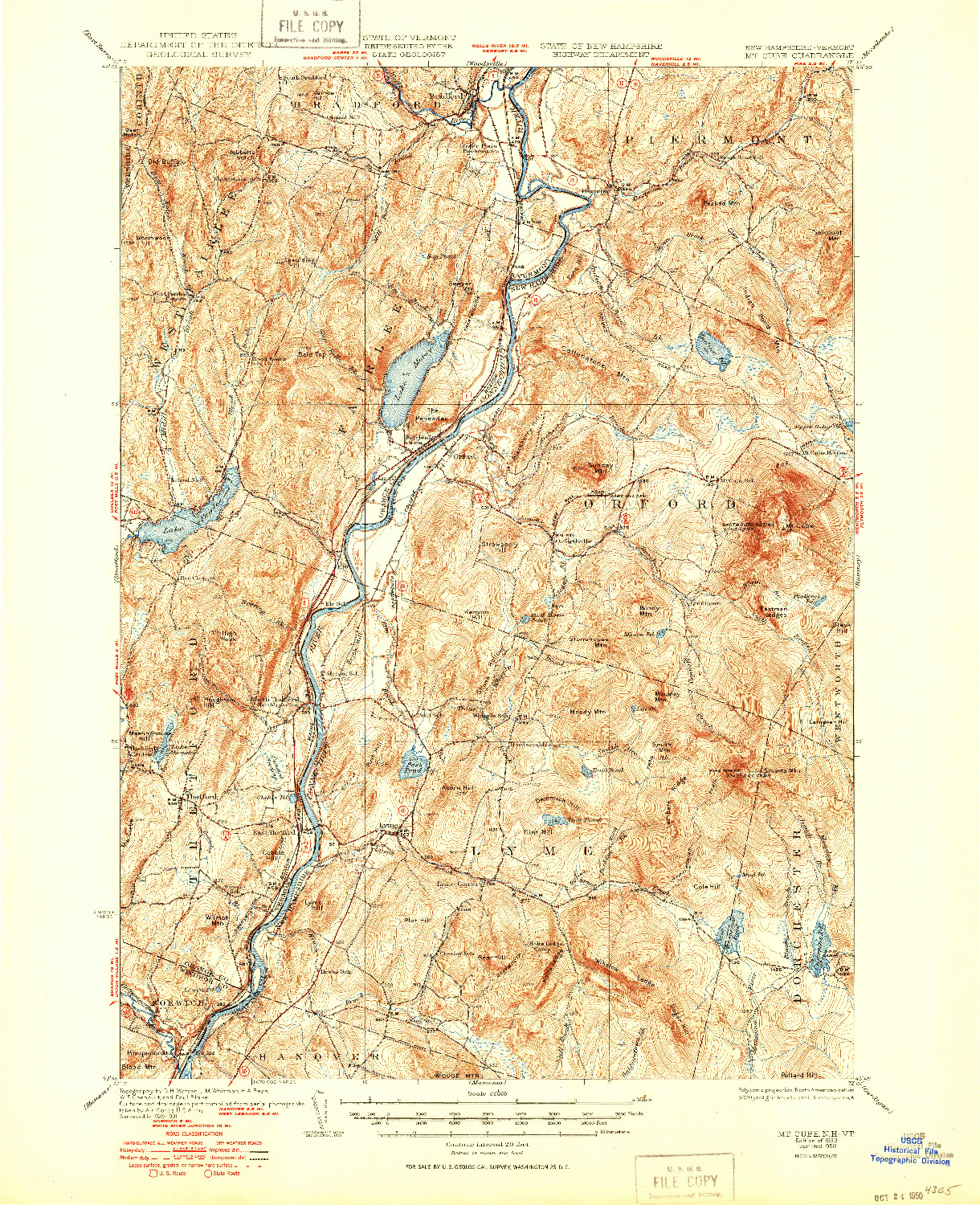USGS 1:62500-SCALE QUADRANGLE FOR MT. CUBE, NH 1933