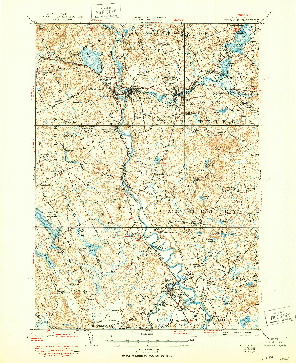 USGS 1:62500-SCALE QUADRANGLE FOR PENACOOK, NH 1927