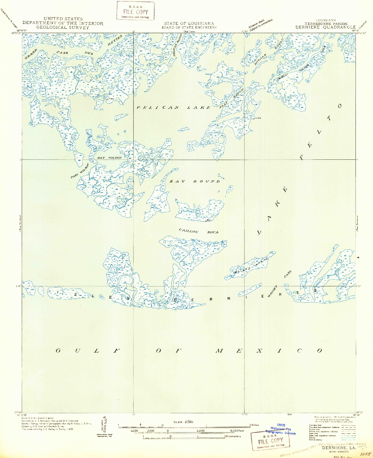 USGS 1:31680-SCALE QUADRANGLE FOR DERNIERE, LA 1950