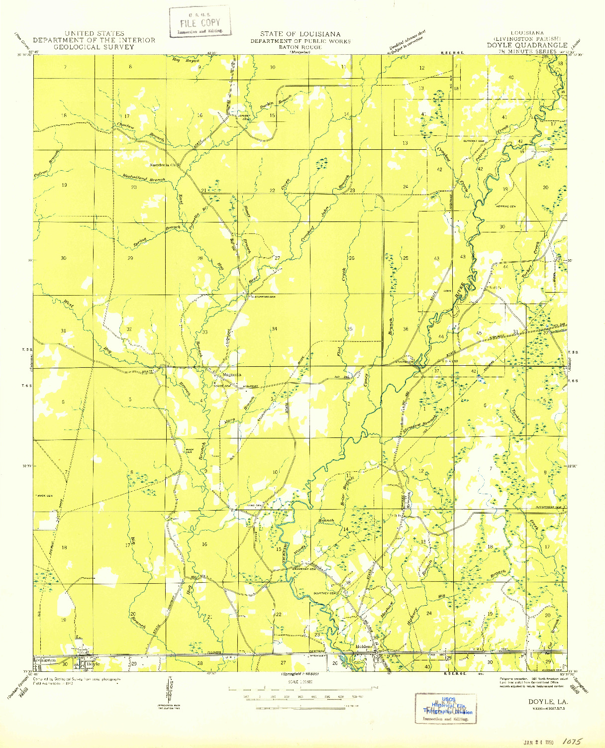 USGS 1:31680-SCALE QUADRANGLE FOR DOYLE, LA 1950