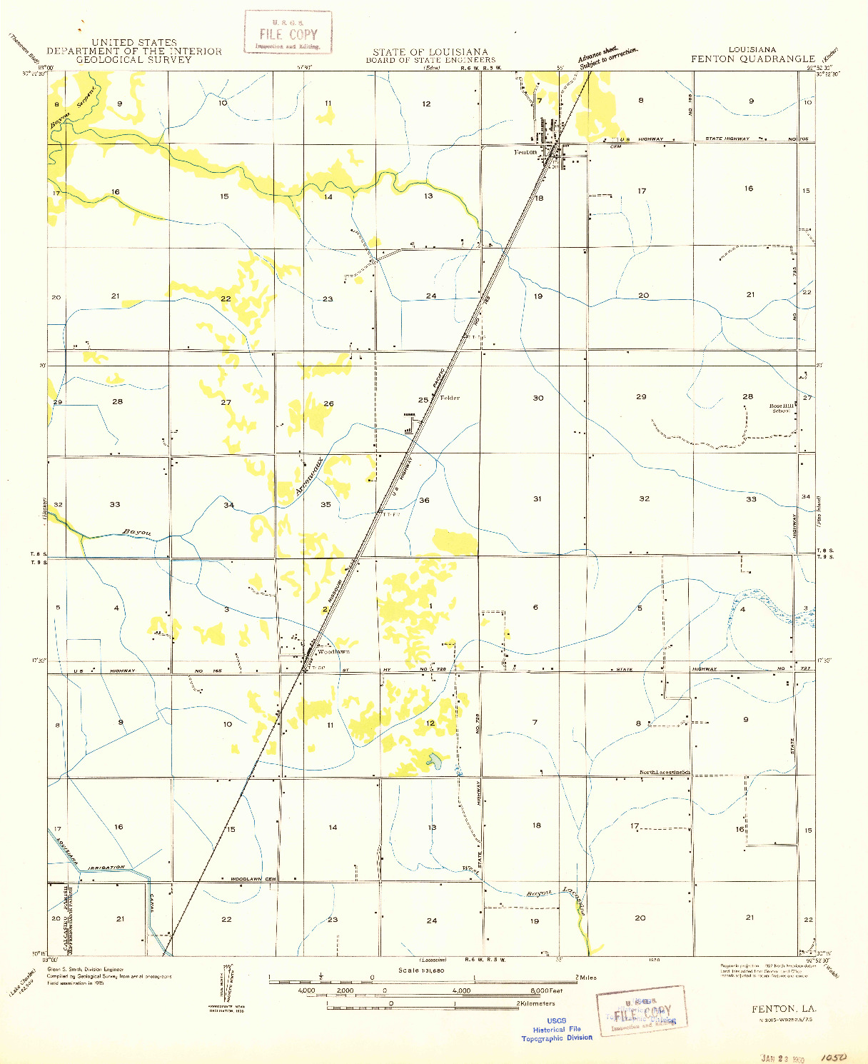 USGS 1:31680-SCALE QUADRANGLE FOR FENTON, LA 1950