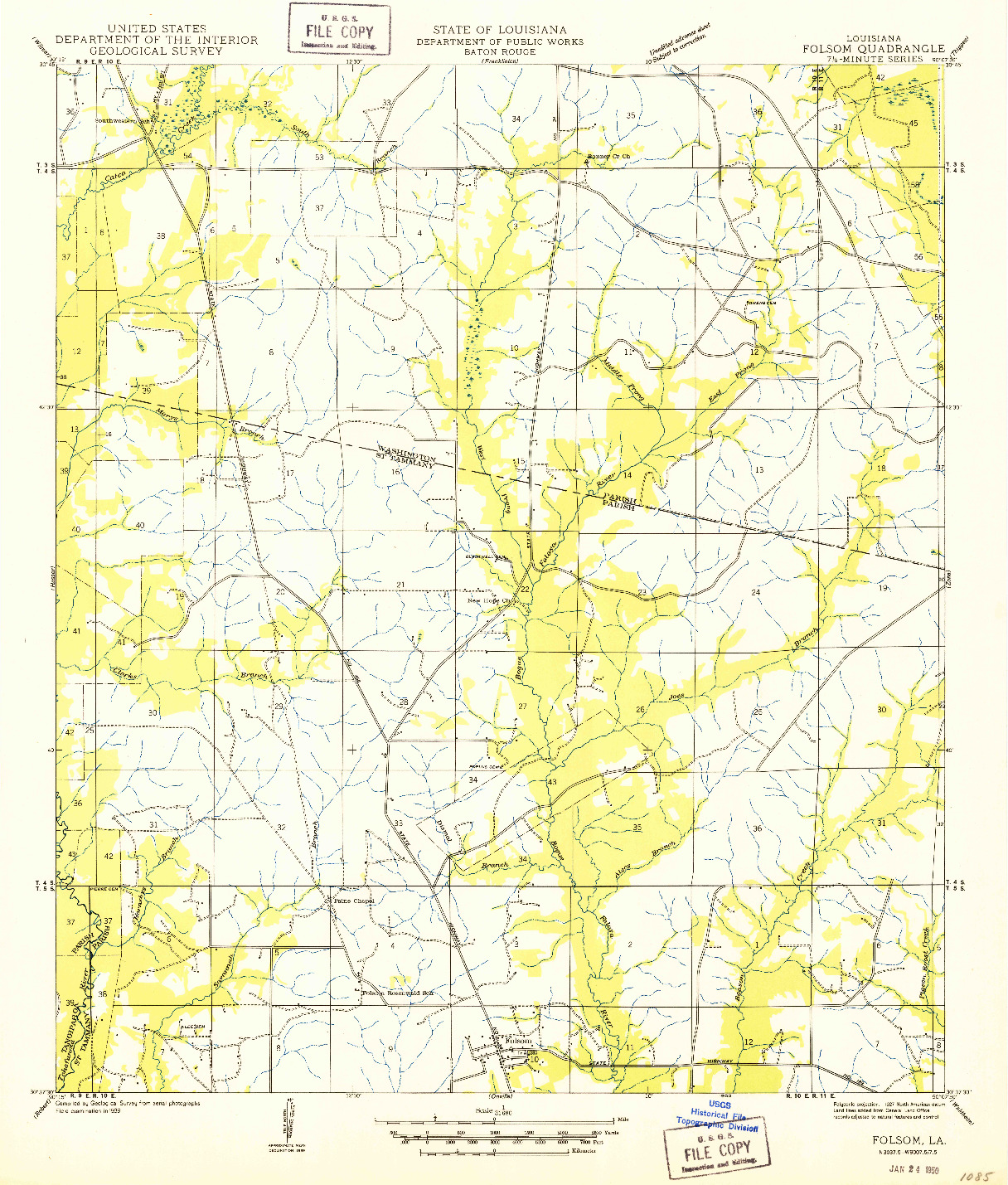 USGS 1:31680-SCALE QUADRANGLE FOR FOLSOM, LA 1950