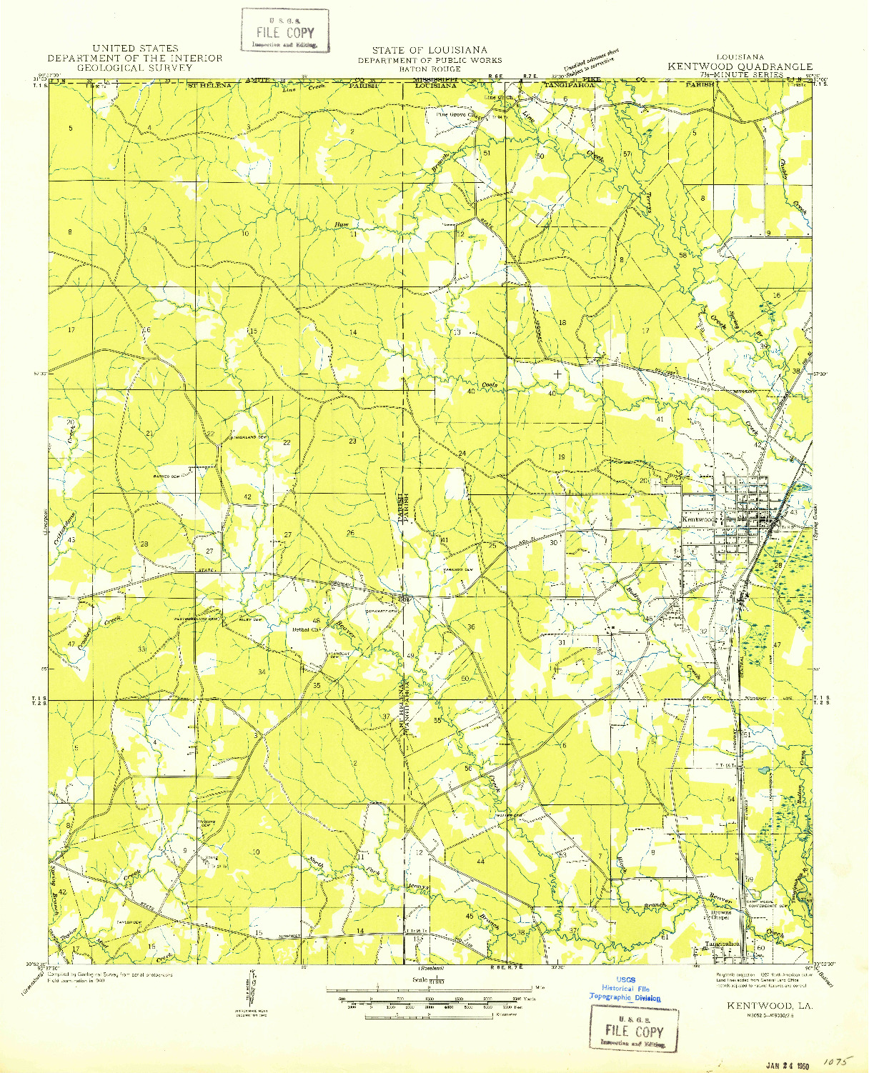 USGS 1:31680-SCALE QUADRANGLE FOR KENTWOOD, LA 1950