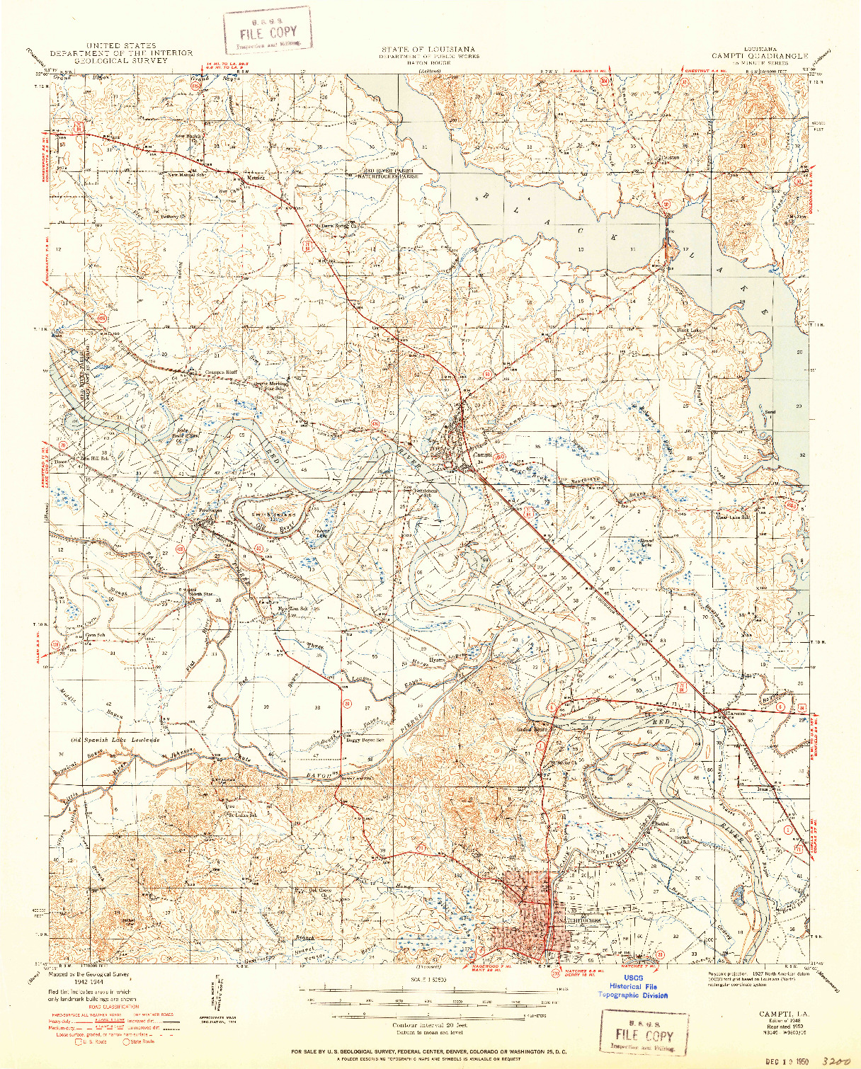 USGS 1:62500-SCALE QUADRANGLE FOR CAMPTI, LA 1948