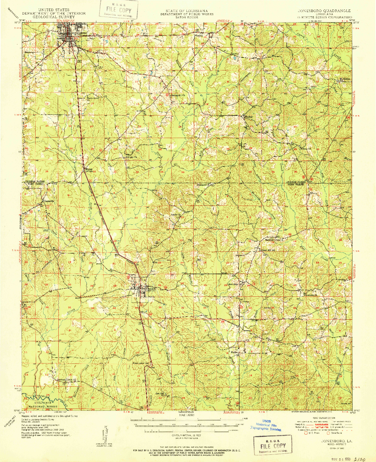 USGS 1:62500-SCALE QUADRANGLE FOR JONESBORO, LA 1950