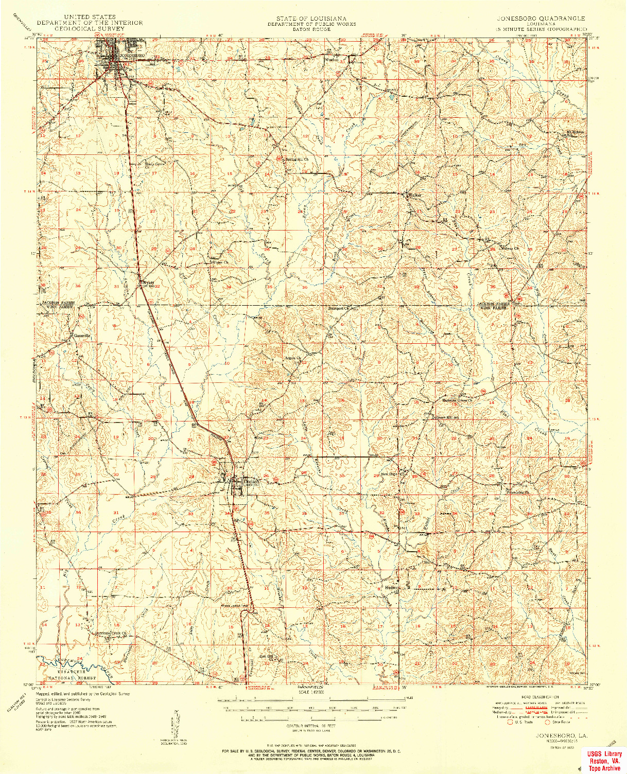 USGS 1:62500-SCALE QUADRANGLE FOR JONESBORO, LA 1950