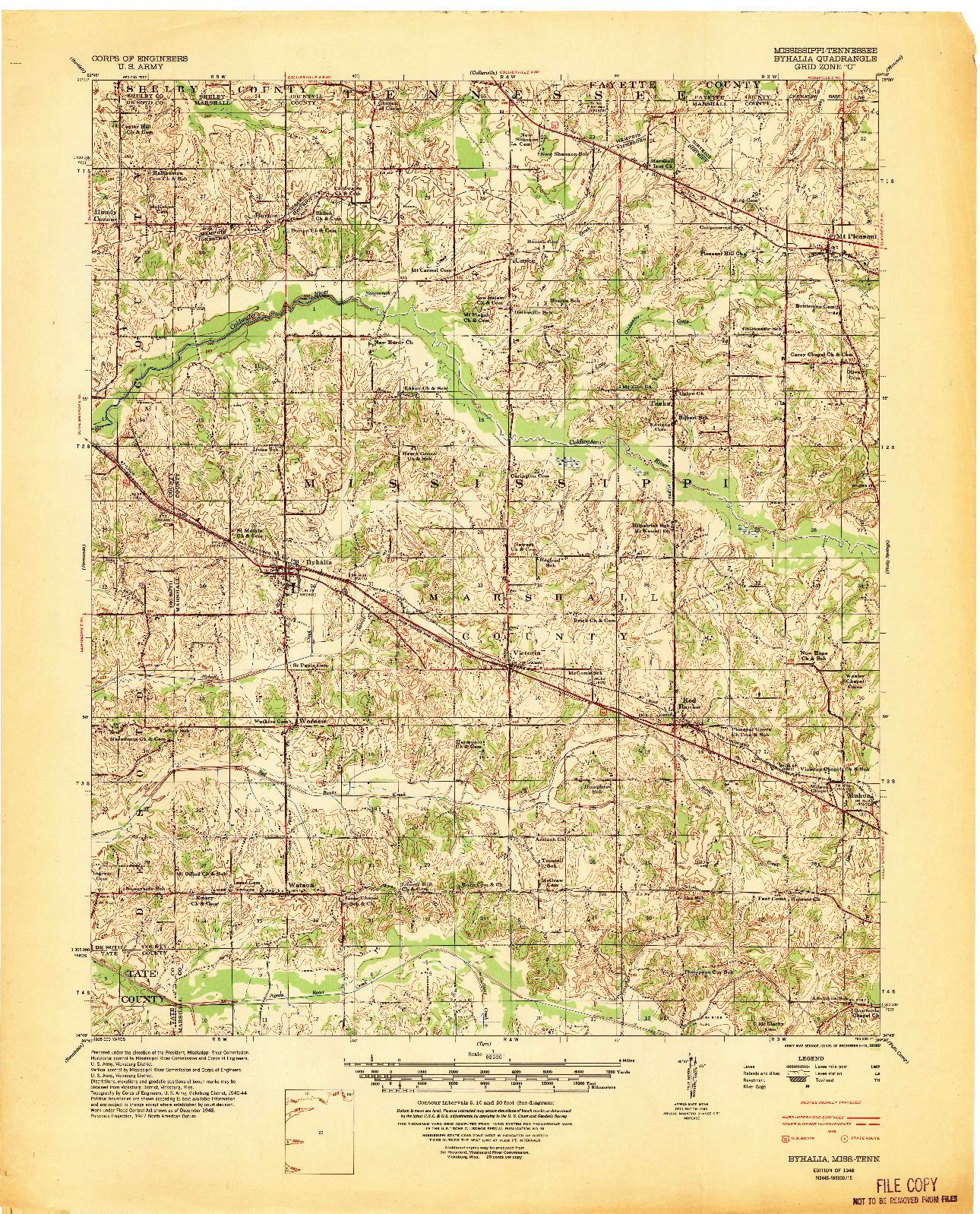 USGS 1:62500-SCALE QUADRANGLE FOR BYHALIA, MS 1948