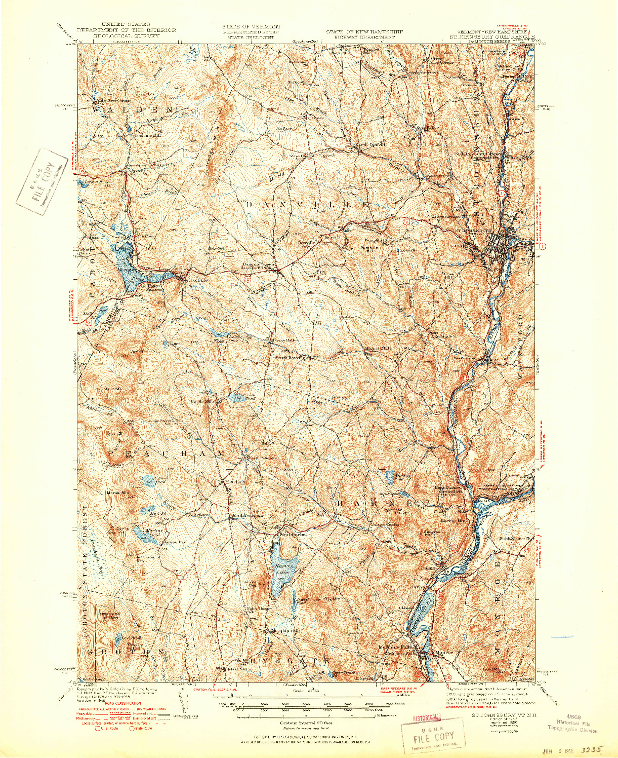 USGS 1:62500-SCALE QUADRANGLE FOR ST. JOHNSBURY, VT 1943