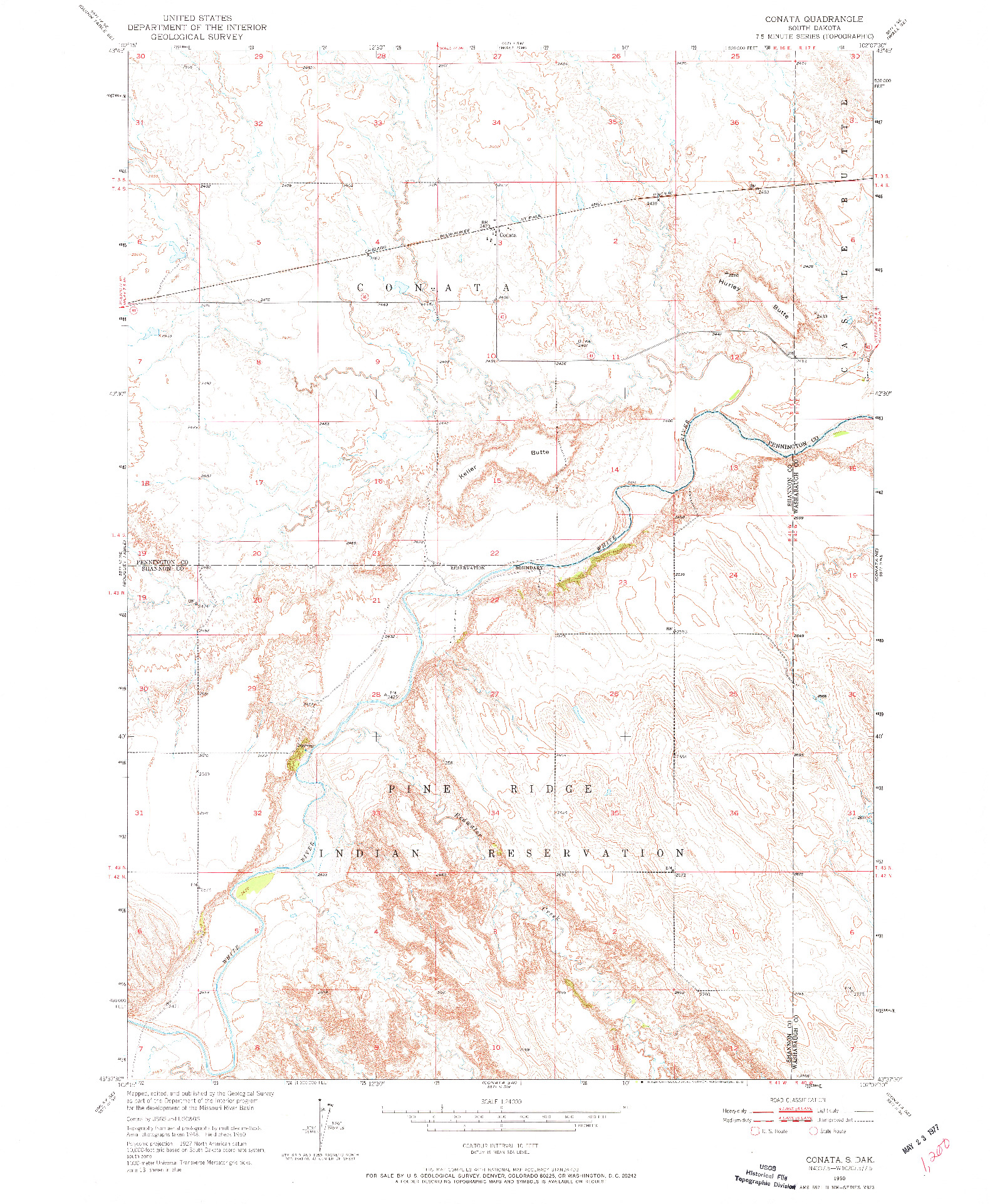 USGS 1:24000-SCALE QUADRANGLE FOR CONATA, SD 1950