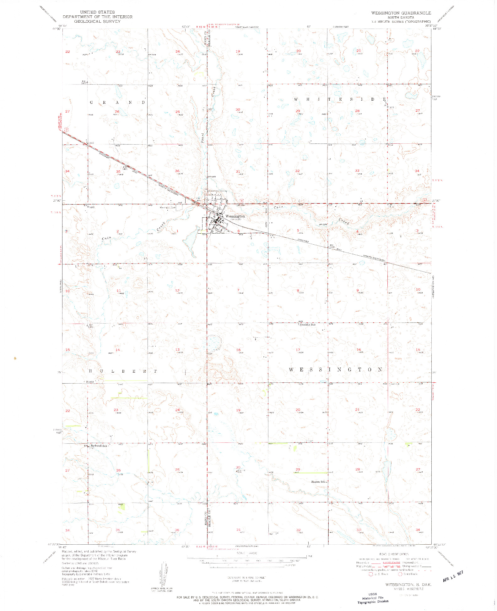 USGS 1:24000-SCALE QUADRANGLE FOR WESSINGTON, SD 1950
