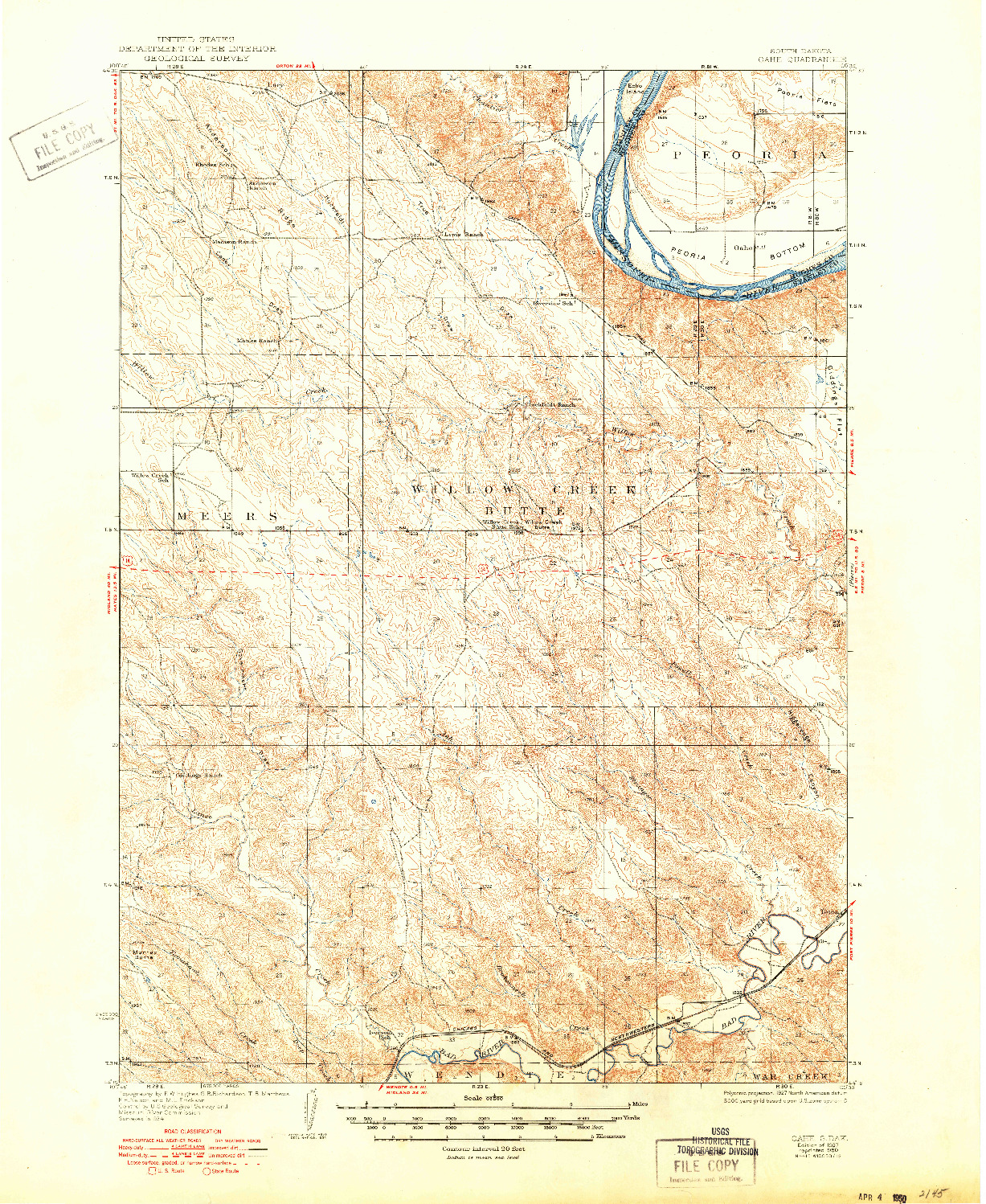 USGS 1:62500-SCALE QUADRANGLE FOR OAHE, SD 1937