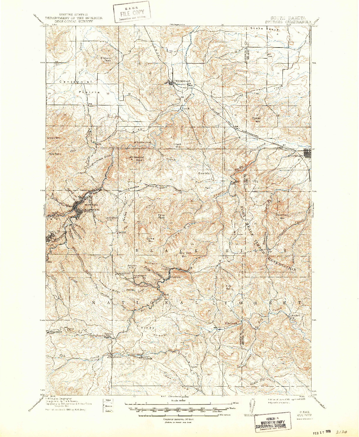 USGS 1:62500-SCALE QUADRANGLE FOR STURGIS, SD 1915