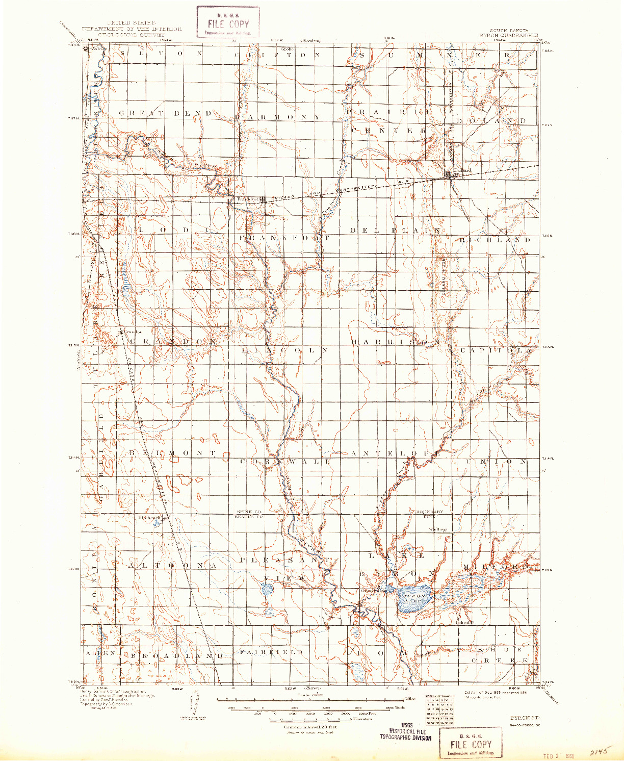 USGS 1:125000-SCALE QUADRANGLE FOR BYRON, SD 1895