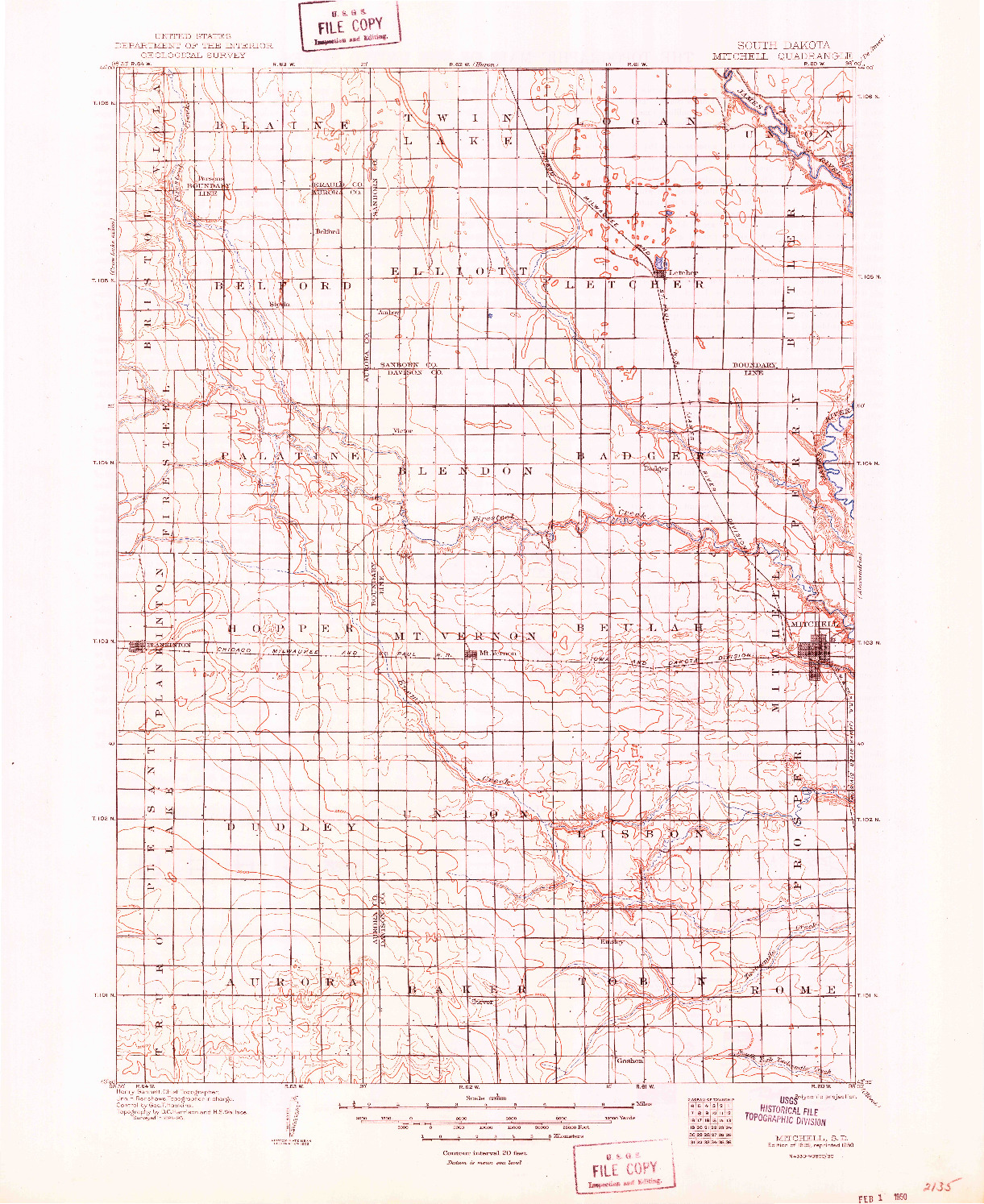 USGS 1:125000-SCALE QUADRANGLE FOR MITCHELL, SD 1899