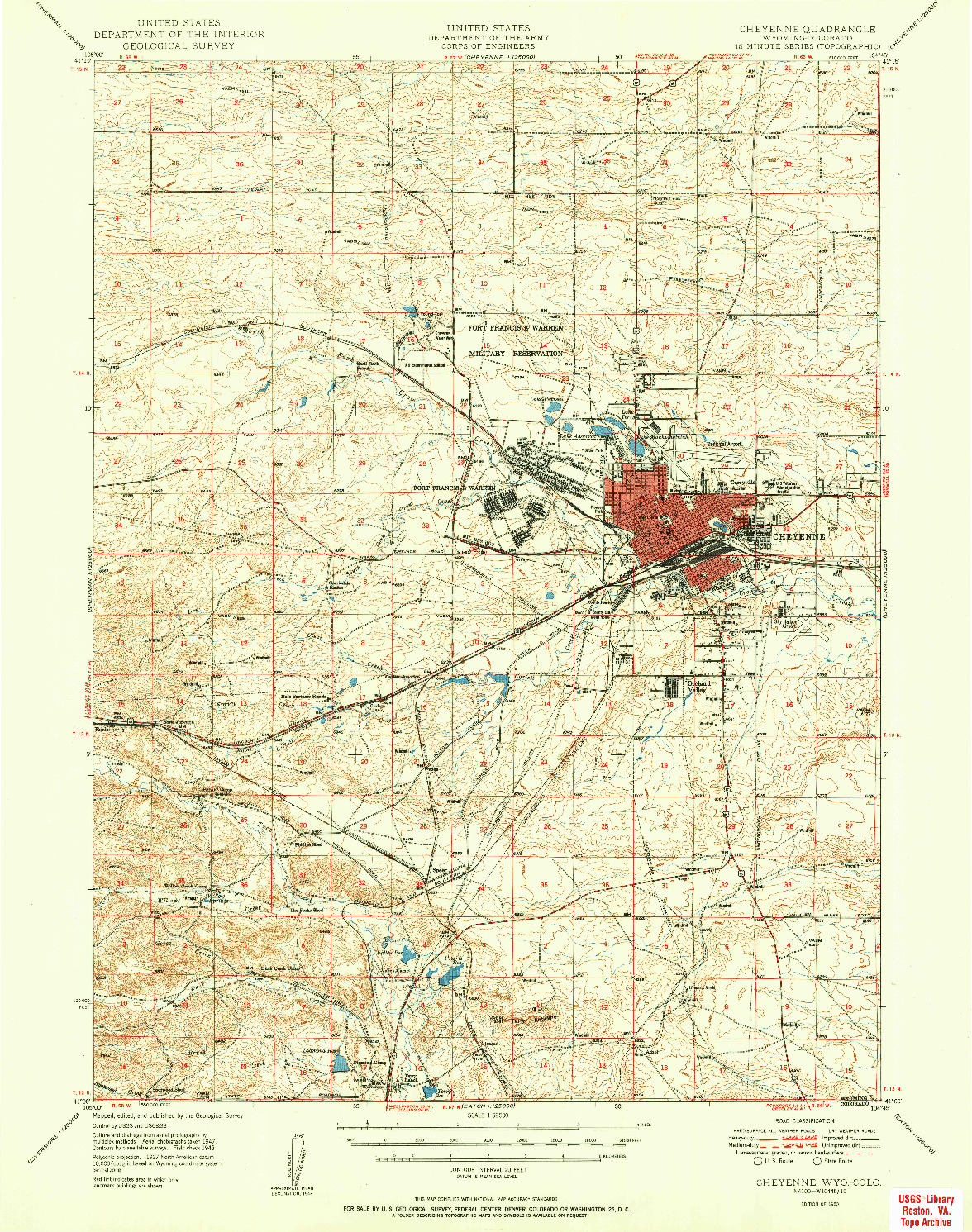 USGS 1:62500-SCALE QUADRANGLE FOR CHEYENNE, WY 1950