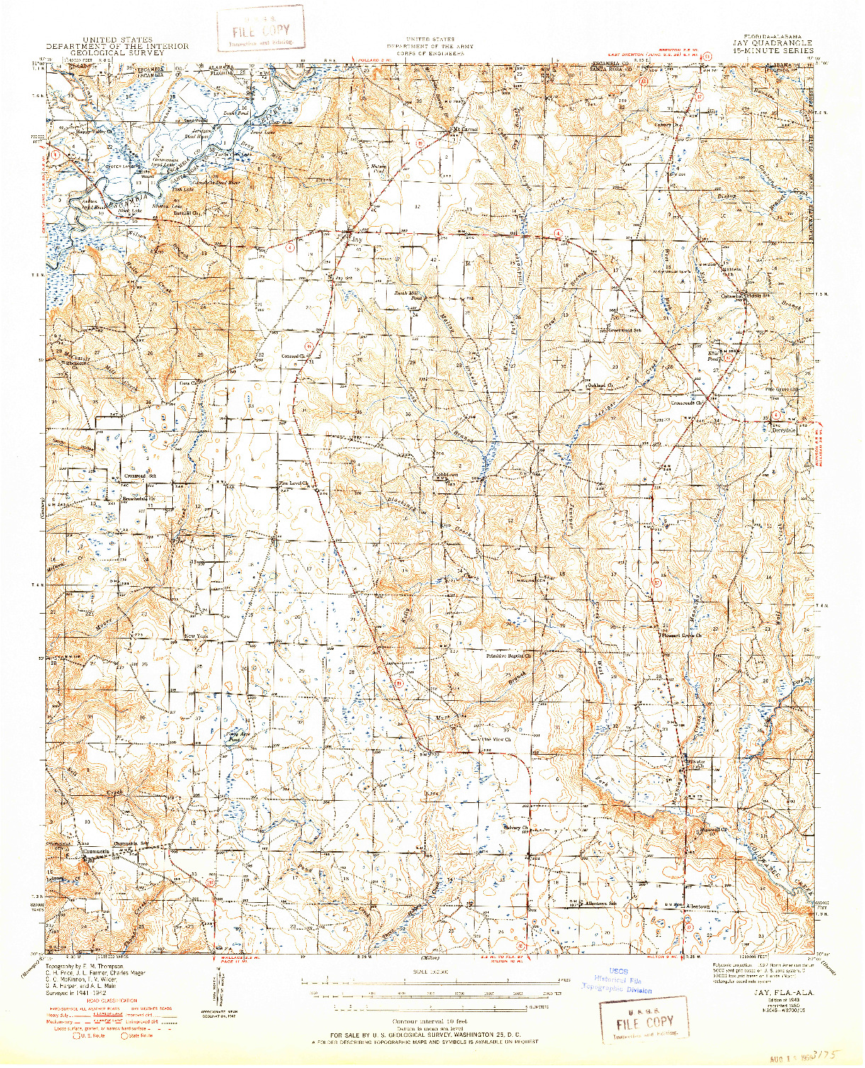 USGS 1:62500-SCALE QUADRANGLE FOR JAY, FL 1943