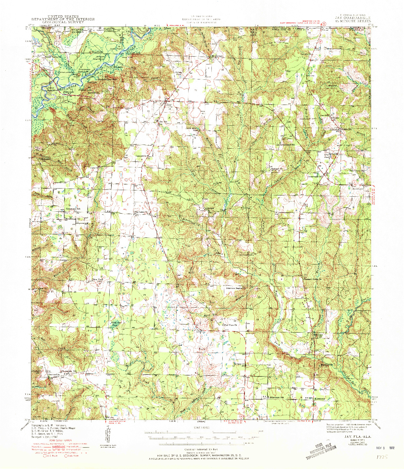 USGS 1:62500-SCALE QUADRANGLE FOR JAY, FL 1943