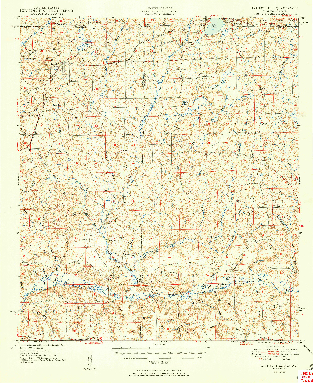 USGS 1:62500-SCALE QUADRANGLE FOR LAUREL HILL, FL 1950