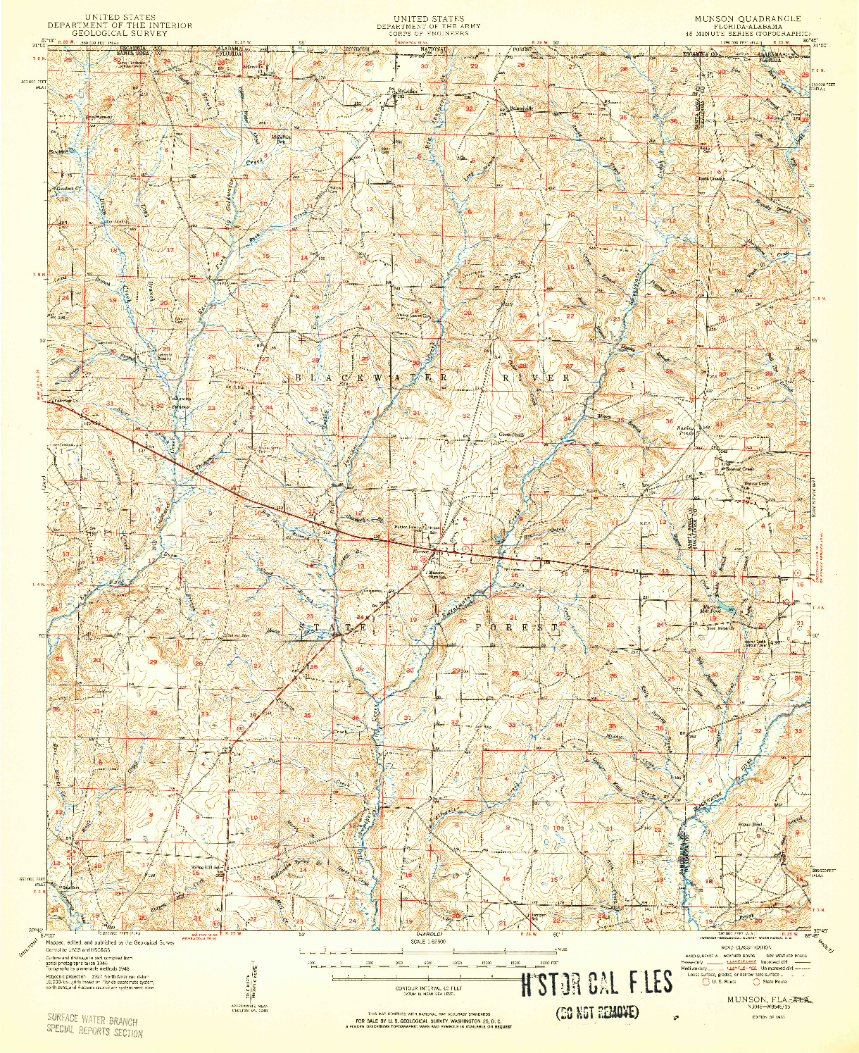 USGS 1:62500-SCALE QUADRANGLE FOR MUNSON, FL 1950