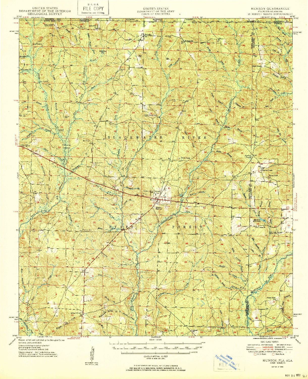 USGS 1:62500-SCALE QUADRANGLE FOR MUNSON, FL 1950