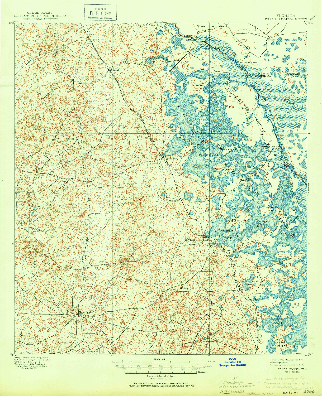 USGS 1:62500-SCALE QUADRANGLE FOR TSALA APOPKA, FL 1895