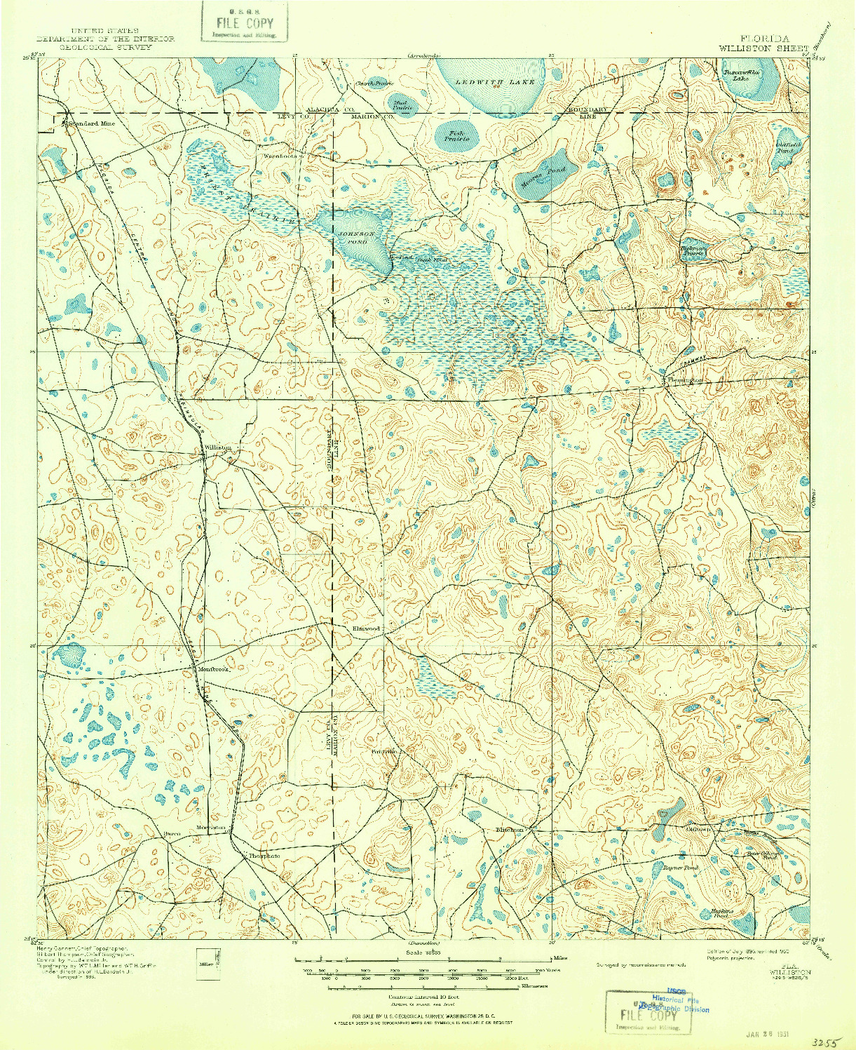 USGS 1:62500-SCALE QUADRANGLE FOR WILLISTON, FL 1895