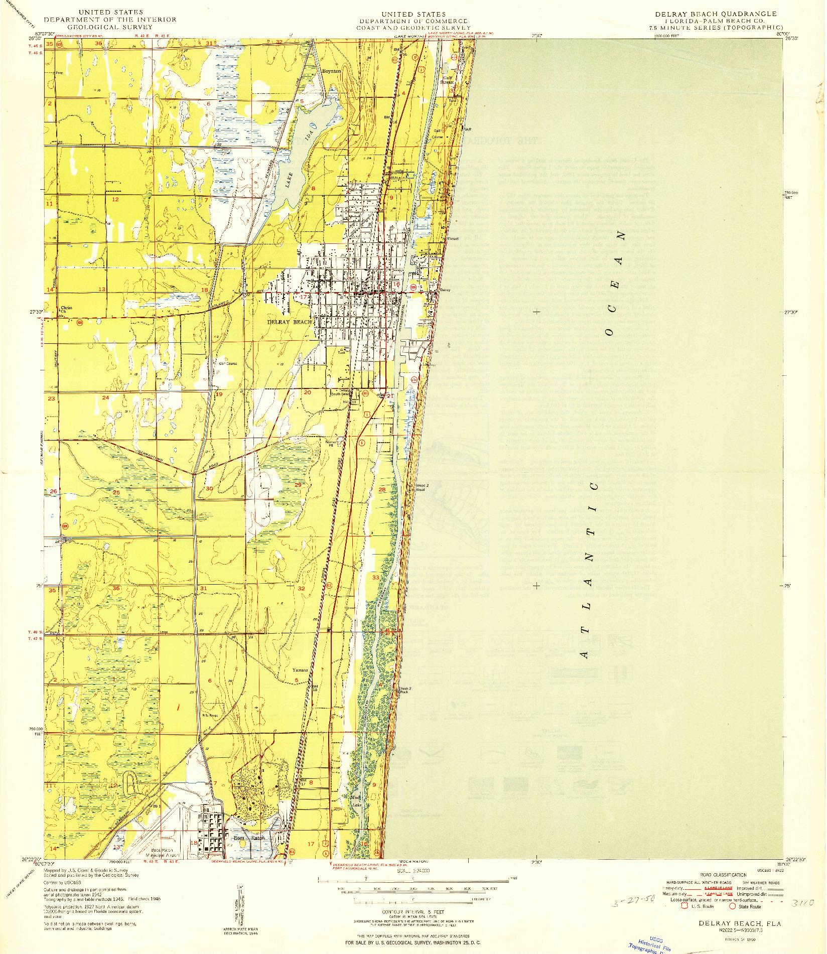USGS 1:24000-SCALE QUADRANGLE FOR DELRAY BEACH, FL 1950