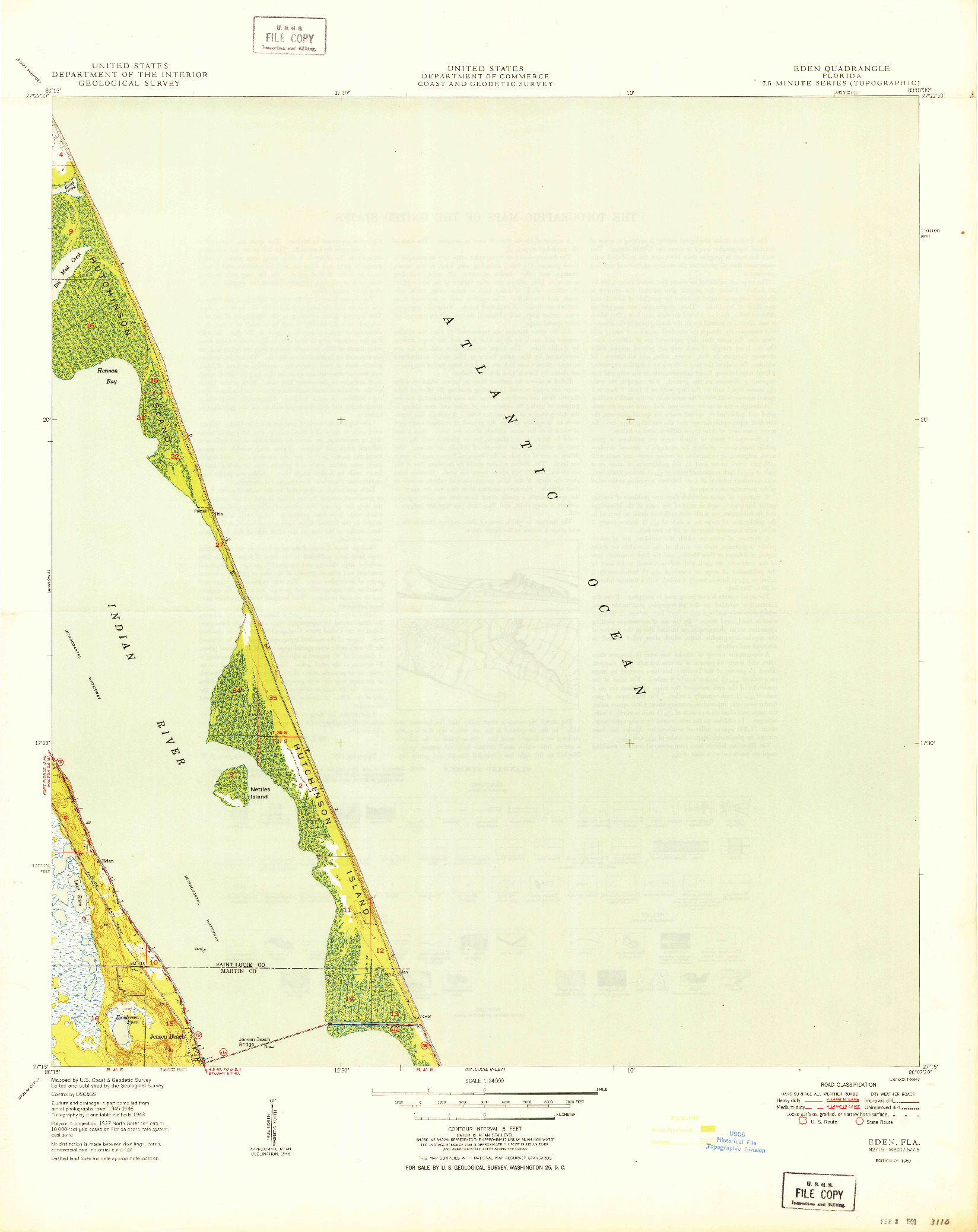 USGS 1:24000-SCALE QUADRANGLE FOR EDEN, FL 1950