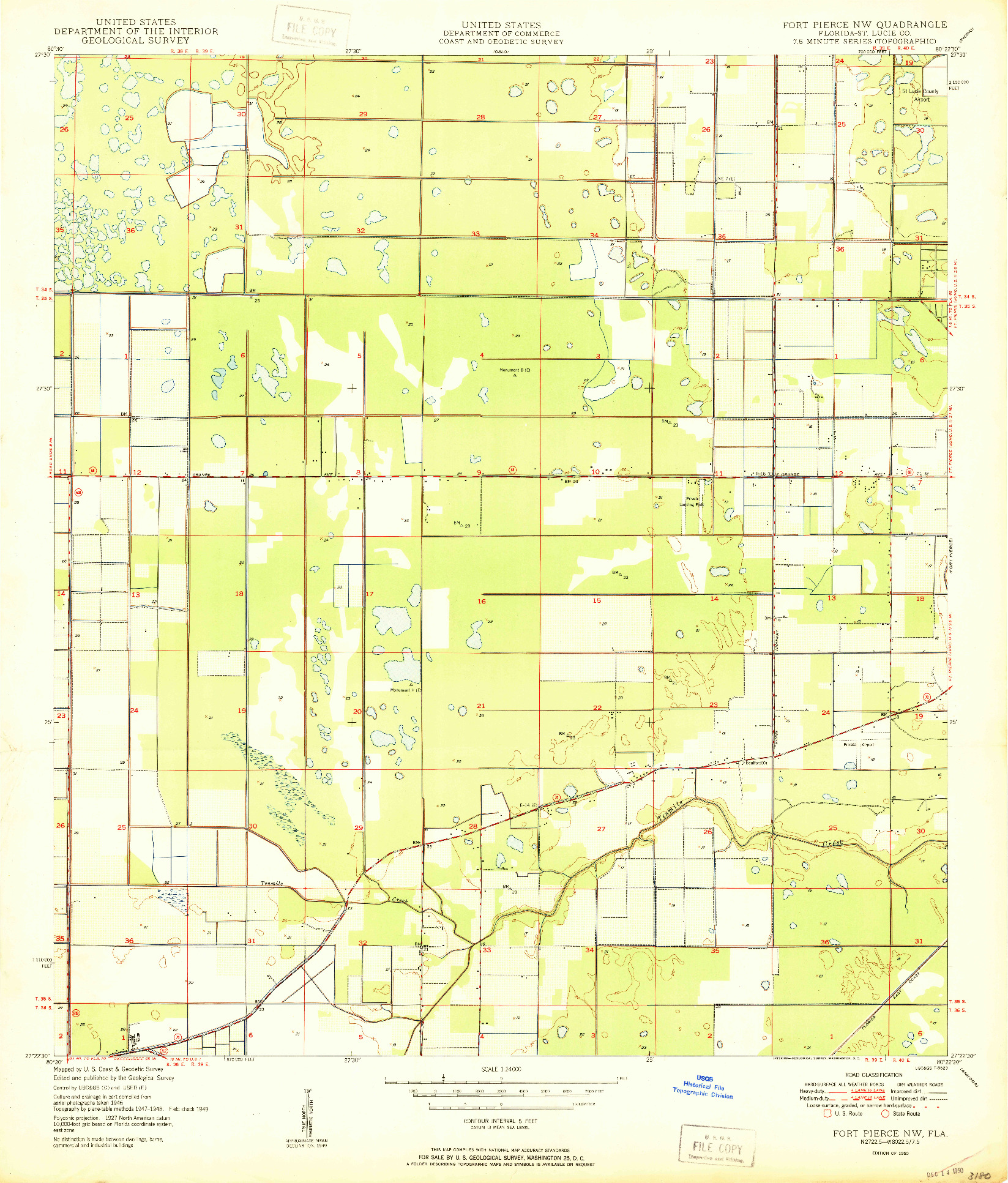 USGS 1:24000-SCALE QUADRANGLE FOR FORT PIERCE NW, FL 1950