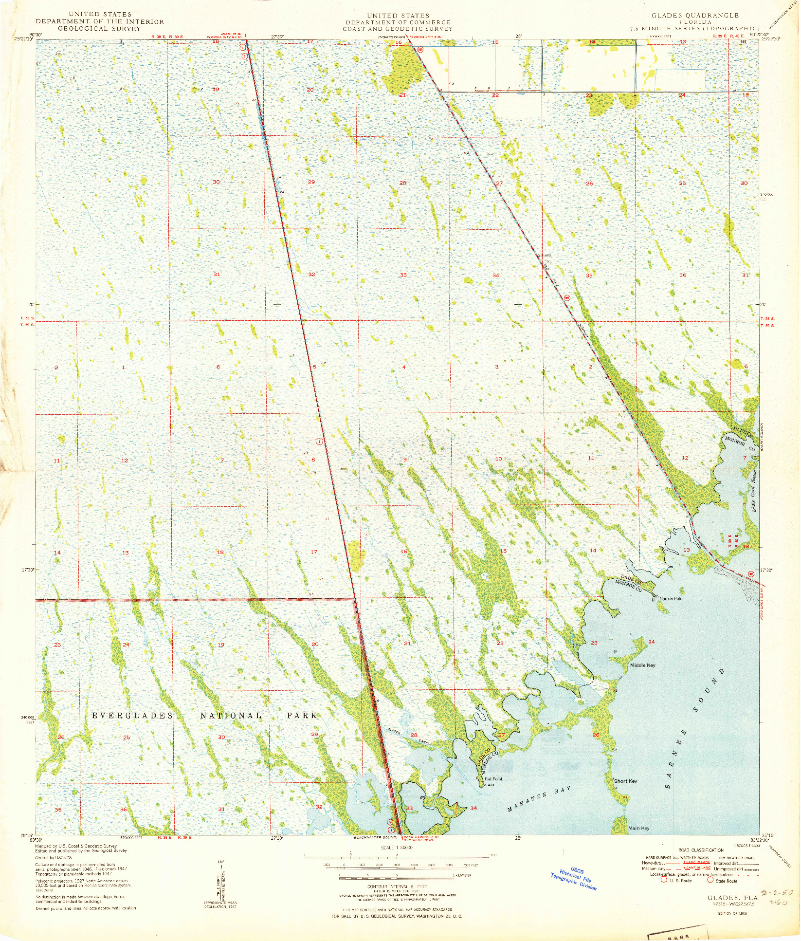 USGS 1:24000-SCALE QUADRANGLE FOR GLADES, FL 1950