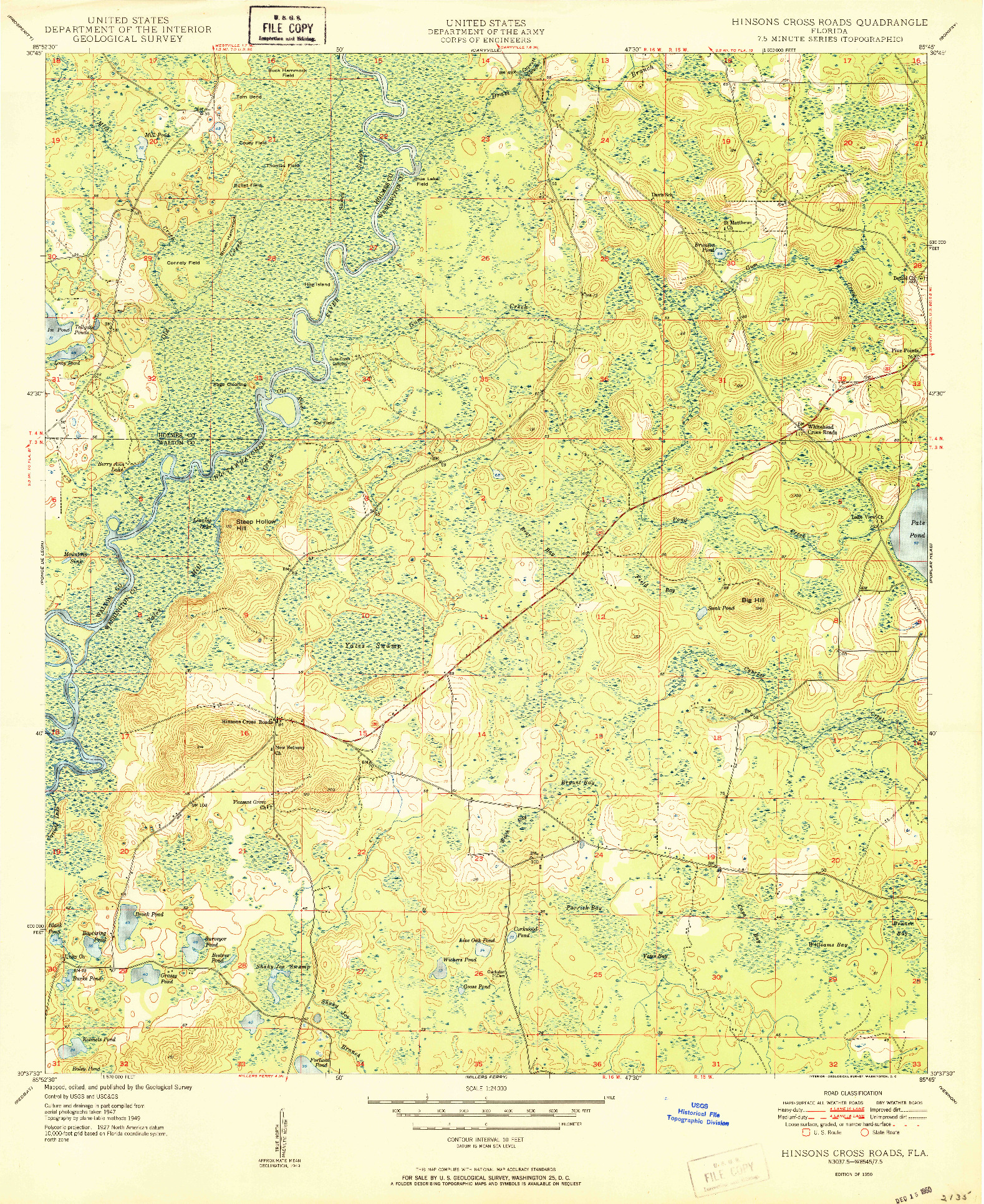 USGS 1:24000-SCALE QUADRANGLE FOR HINSONS CROSS ROADS, FL 1950