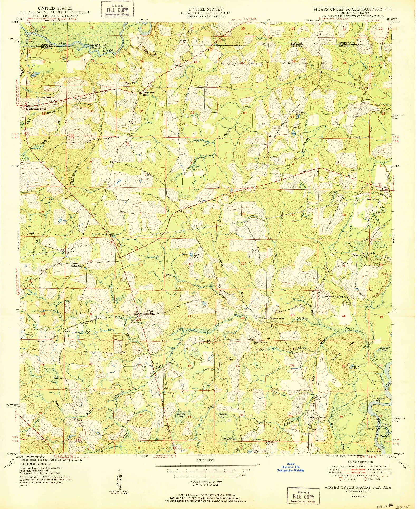 USGS 1:24000-SCALE QUADRANGLE FOR HOBBS CROSS ROADS, FL 1950