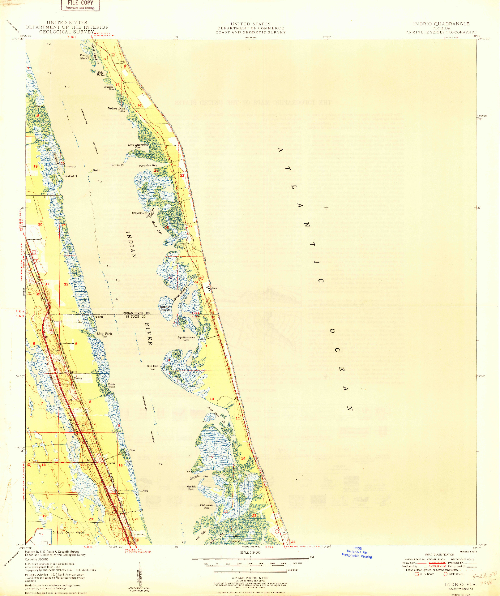 USGS 1:24000-SCALE QUADRANGLE FOR INDRIO, FL 1950