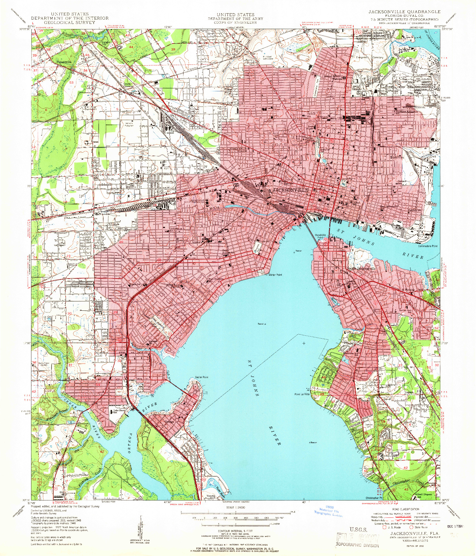 USGS 1:24000-SCALE QUADRANGLE FOR JACKSONVILLE, FL 1950