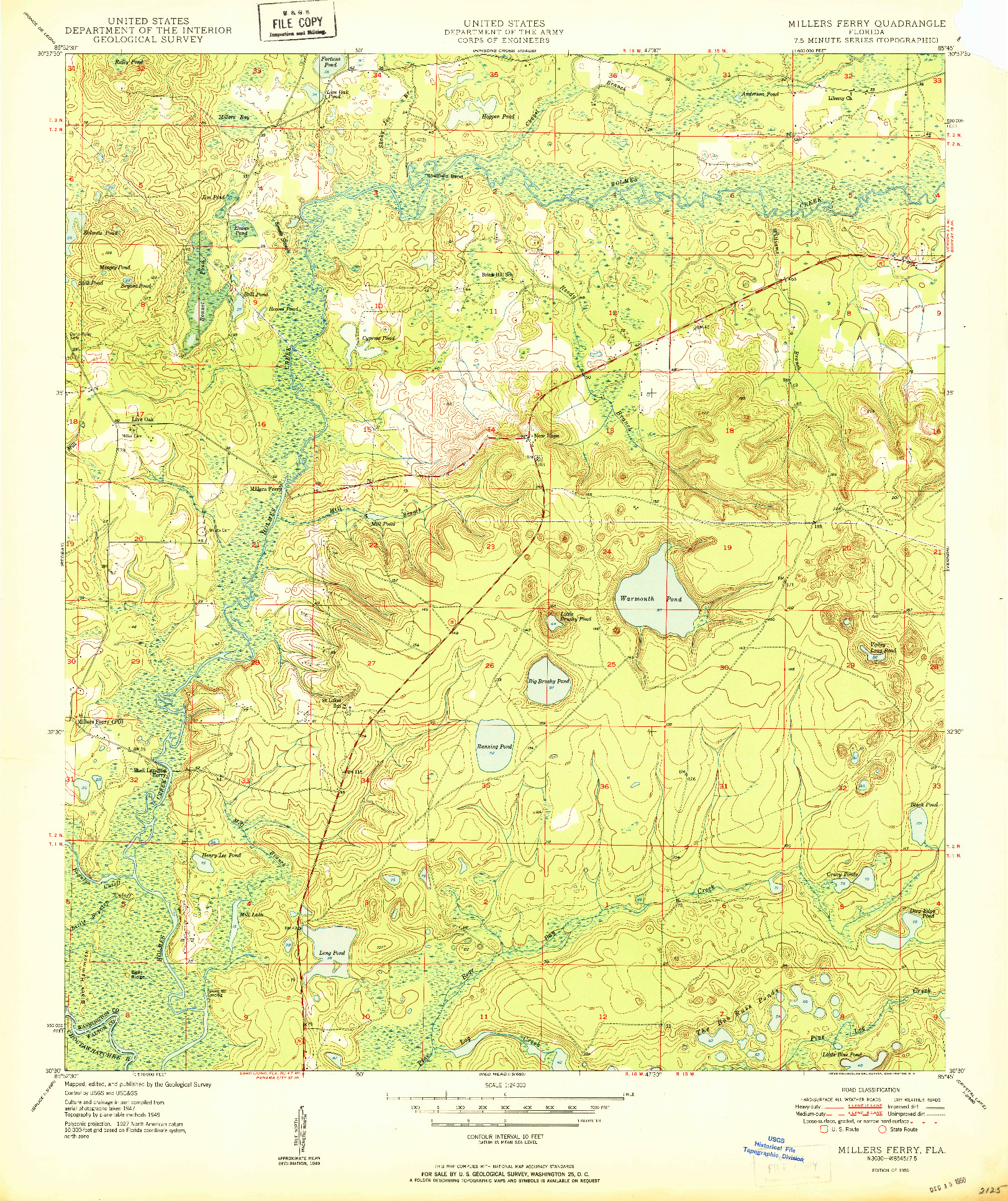 USGS 1:24000-SCALE QUADRANGLE FOR MILLERS FERRY, FL 1950
