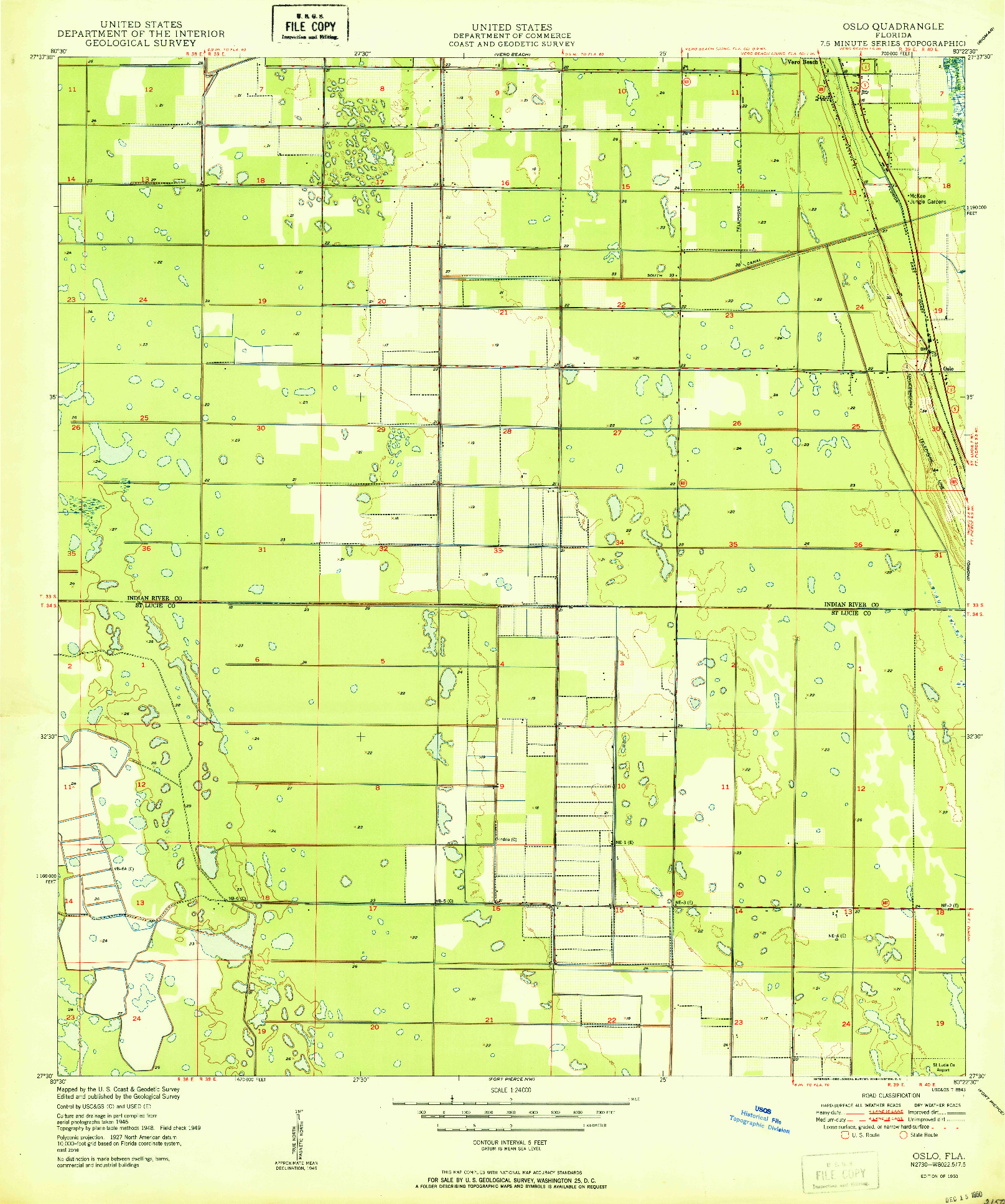 USGS 1:24000-SCALE QUADRANGLE FOR OSLO, FL 1950