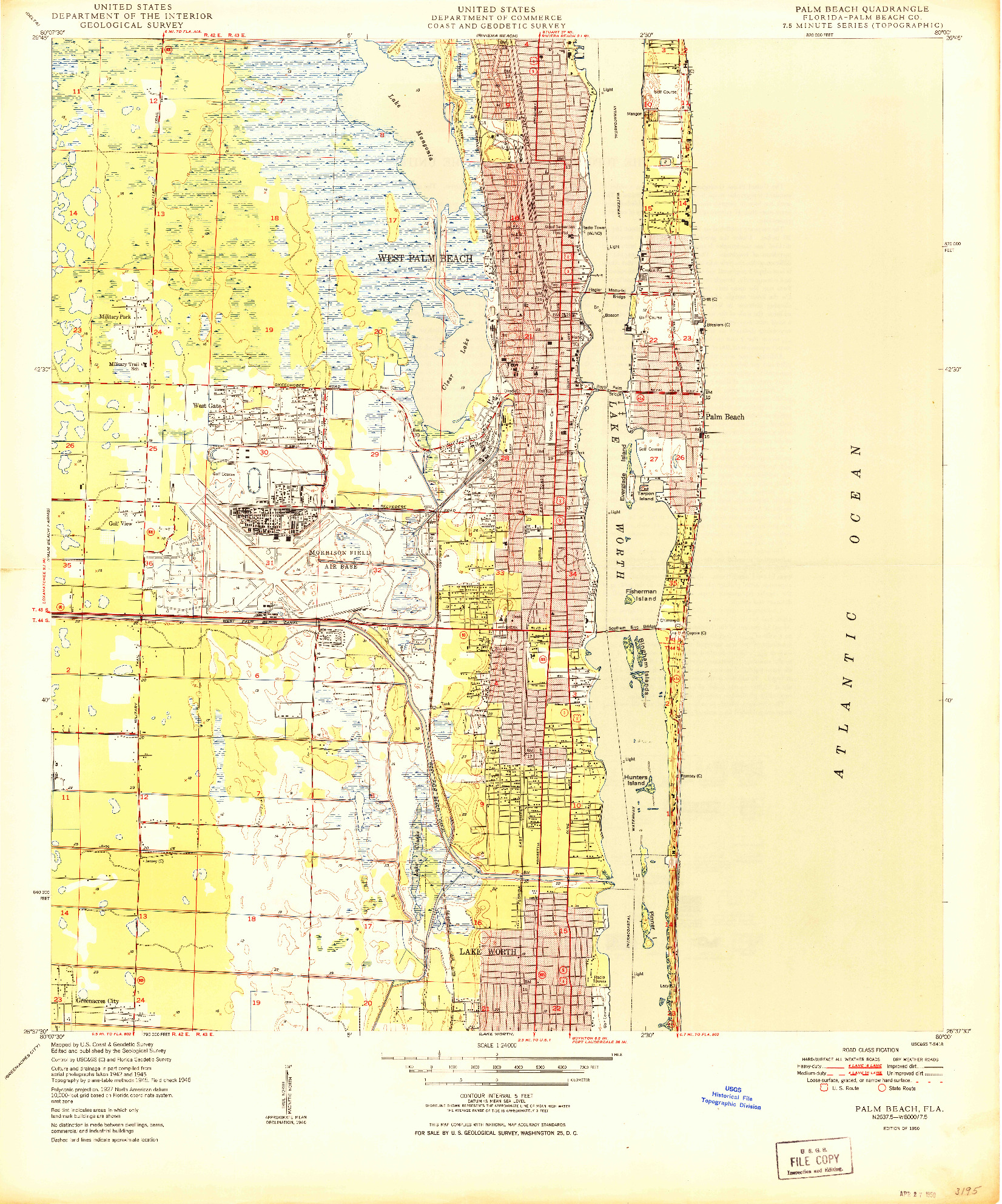 USGS 1:24000-SCALE QUADRANGLE FOR PALM BEACH, FL 1950