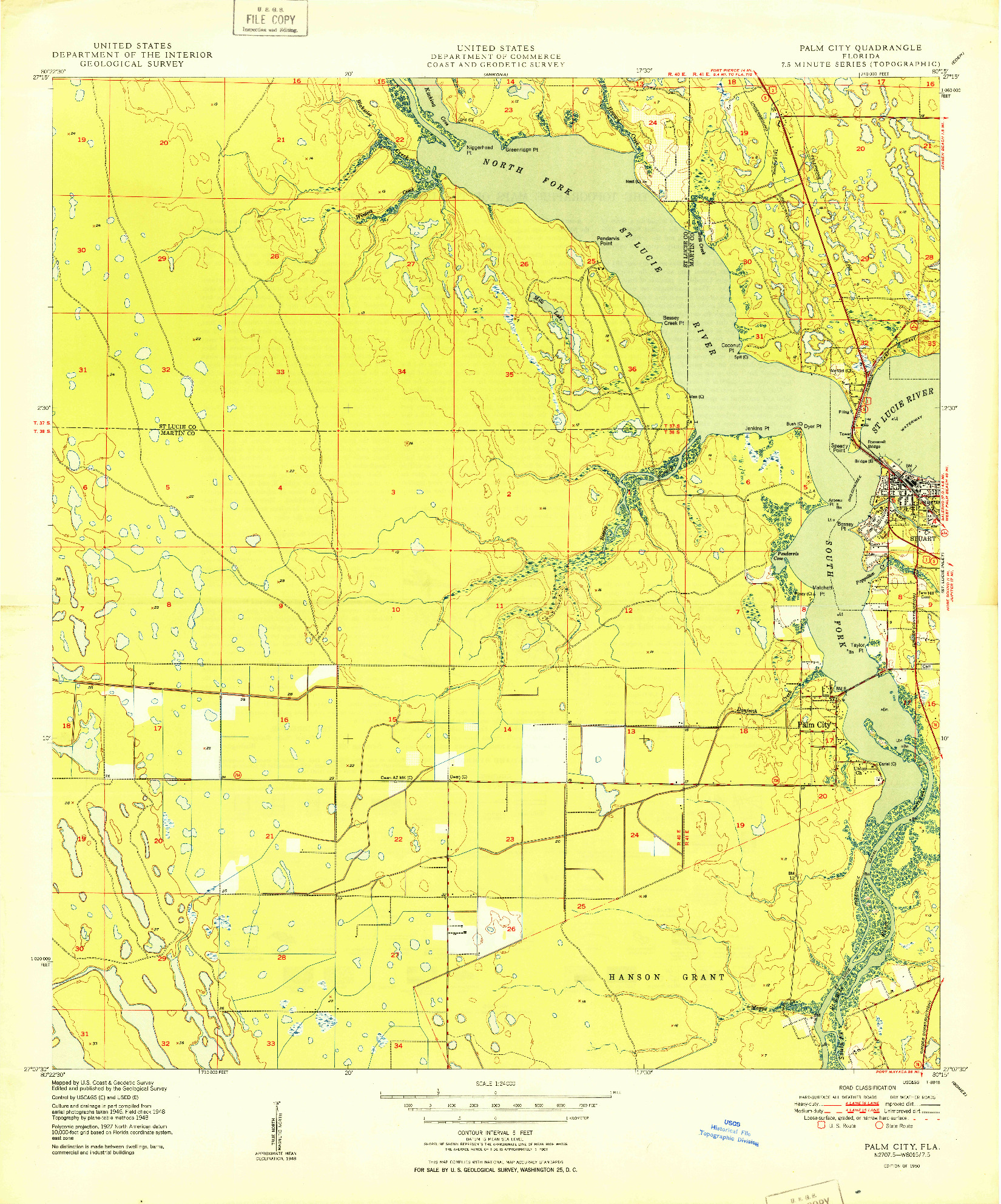 USGS 1:24000-SCALE QUADRANGLE FOR PALM CITY, FL 1950