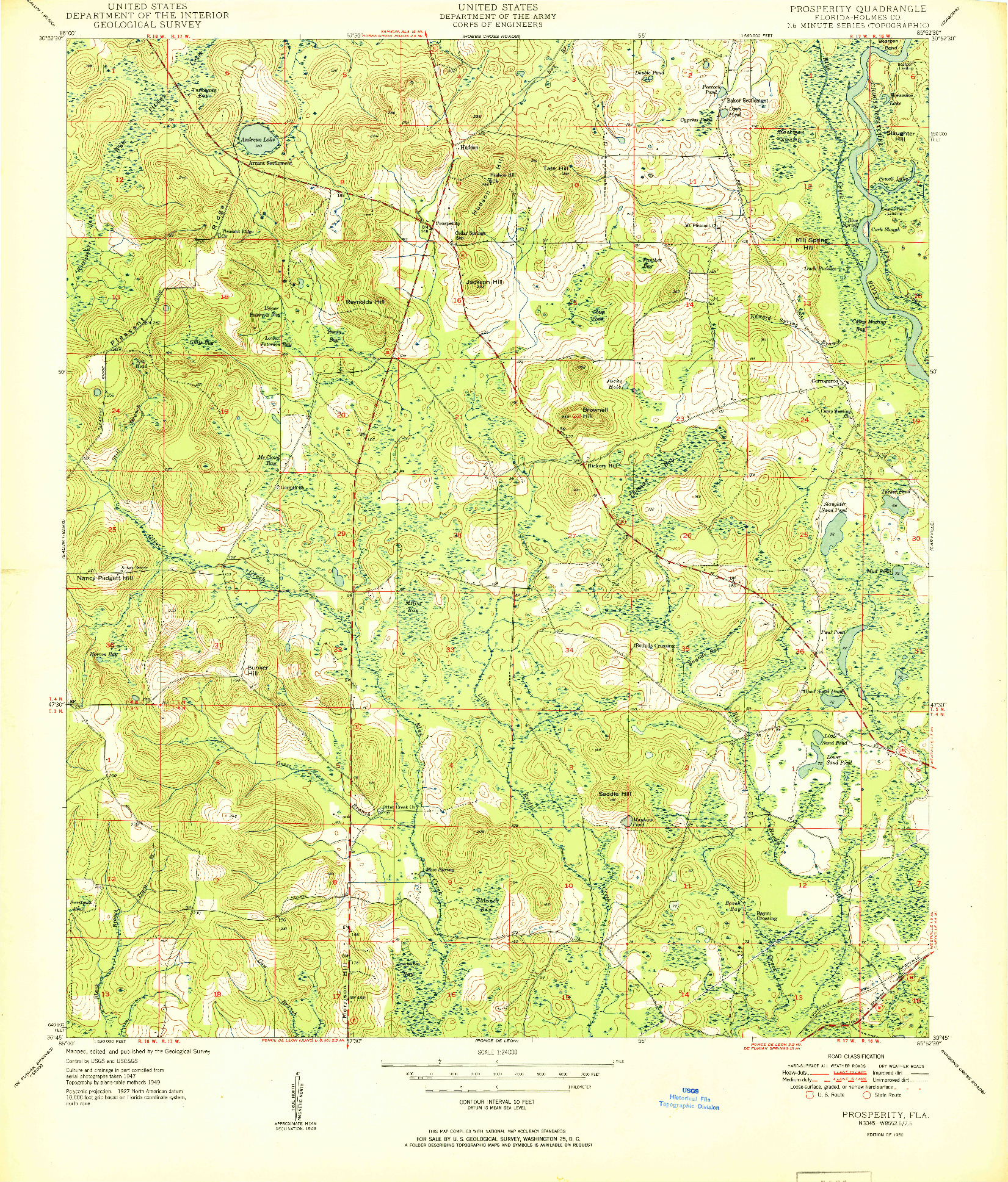 USGS 1:24000-SCALE QUADRANGLE FOR PROSPERITY, FL 1950