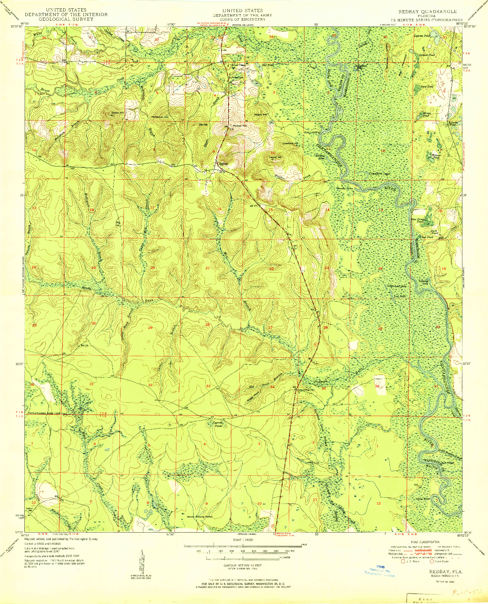 USGS 1:24000-SCALE QUADRANGLE FOR REDBAY, FL 1950