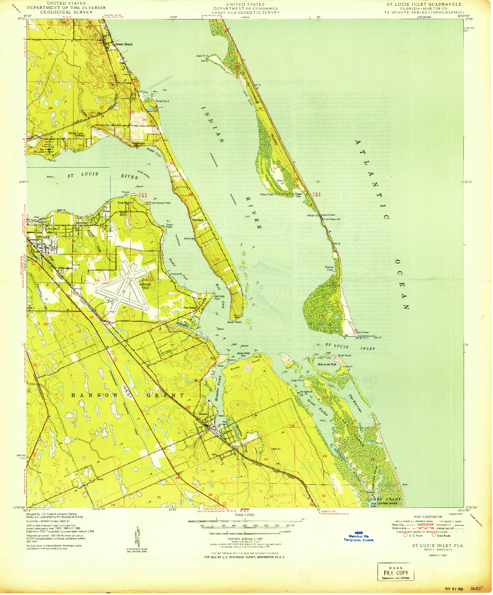 USGS 1:24000-SCALE QUADRANGLE FOR ST. LUCIE INLET, FL 1950