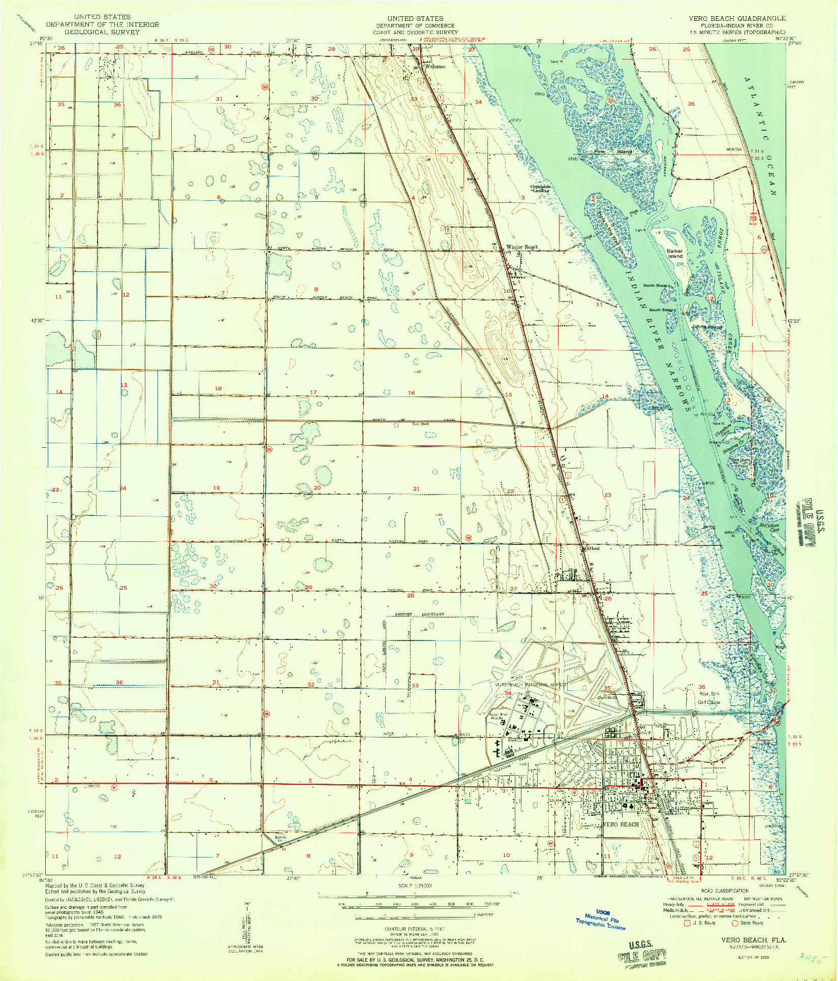 USGS 1:24000-SCALE QUADRANGLE FOR VERO BEACH, FL 1950