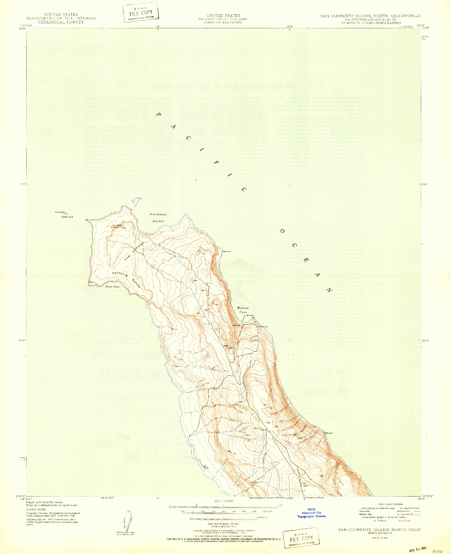 USGS 1:24000-SCALE QUADRANGLE FOR SAN CLEMENTE ISLAND NORTH, CA 1950