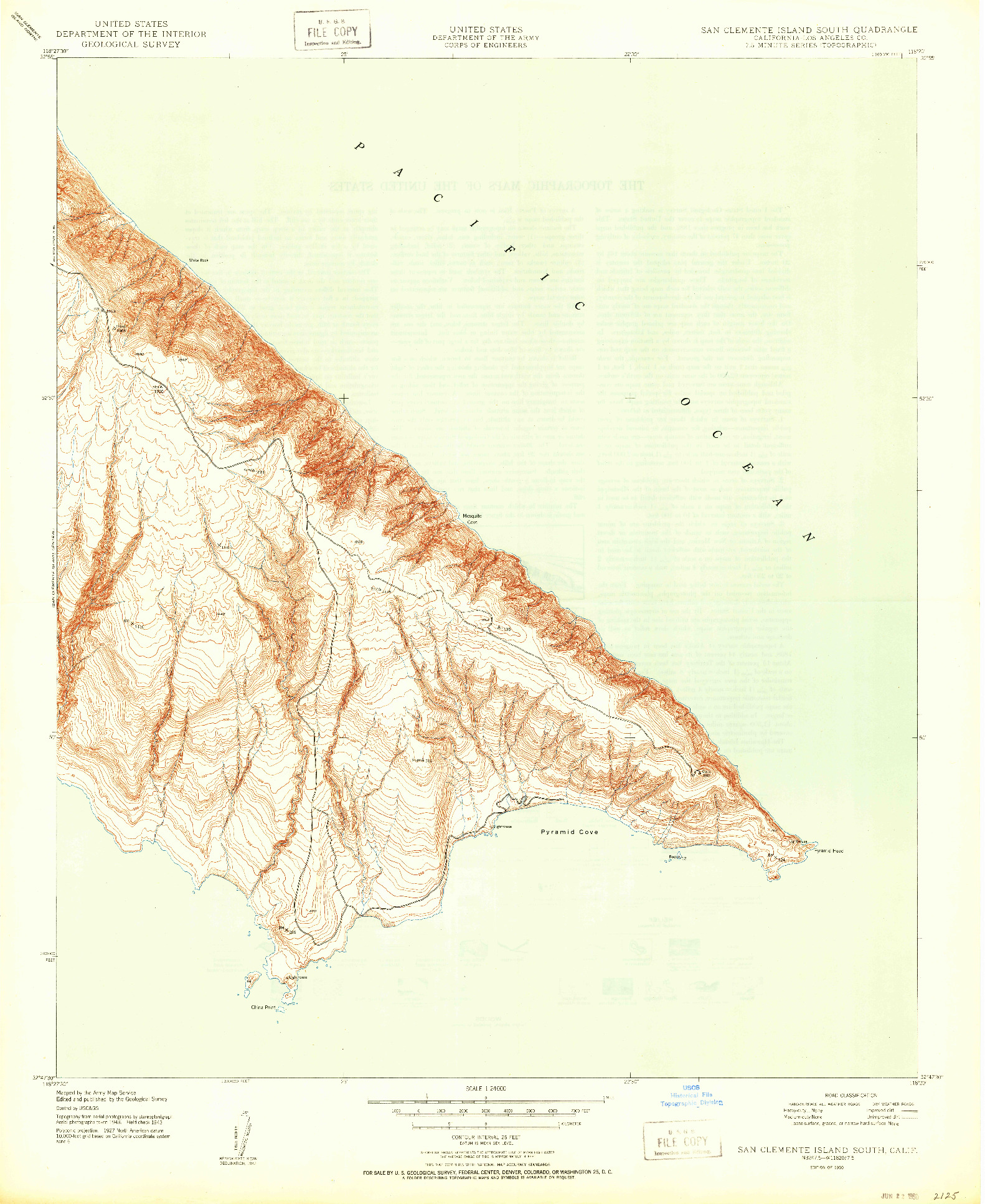USGS 1:24000-SCALE QUADRANGLE FOR SAN CLEMENTE ISLAND SOUTH, CA 1950