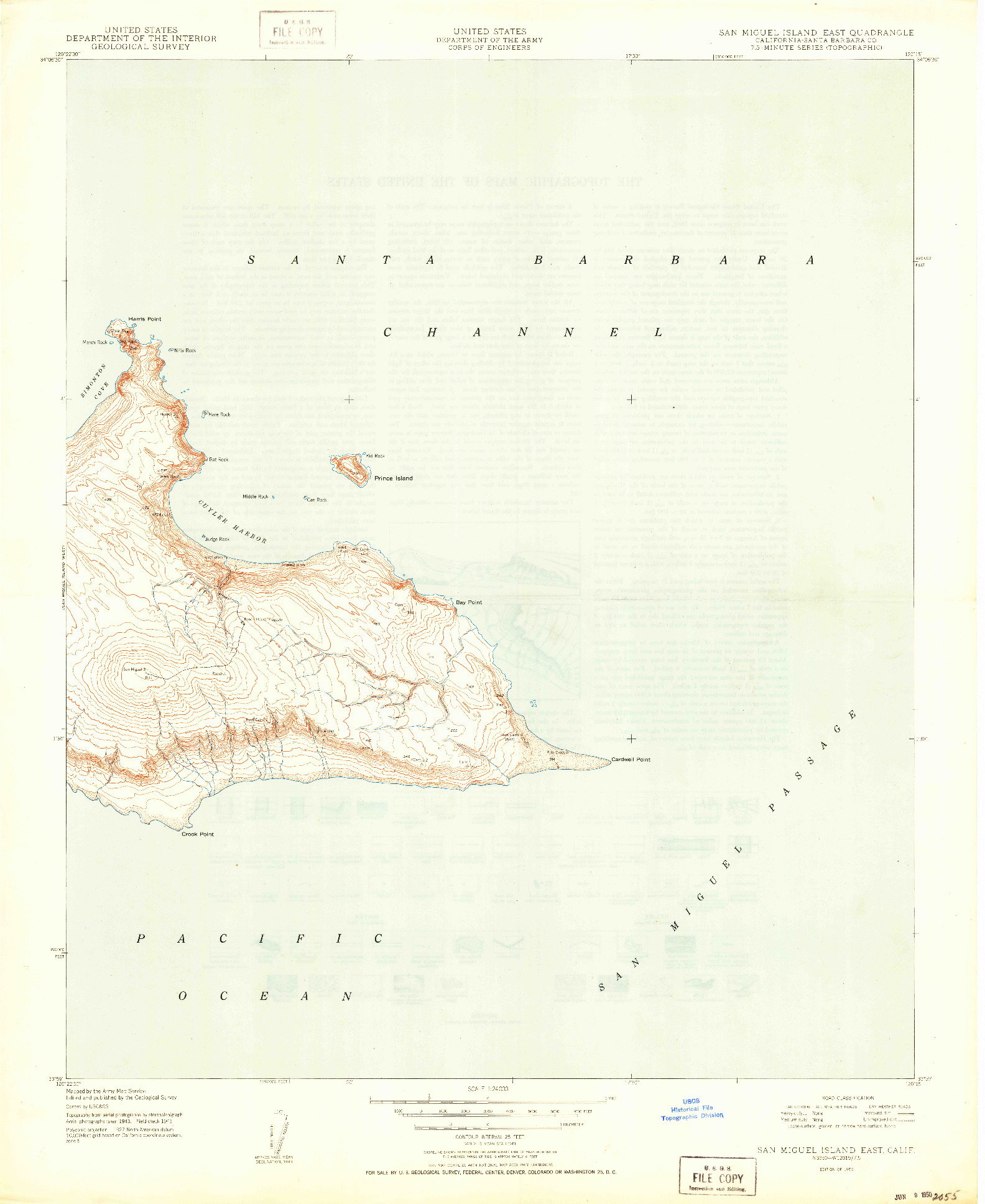 USGS 1:24000-SCALE QUADRANGLE FOR SAN MIGUEL ISLAND EAST, CA 1950