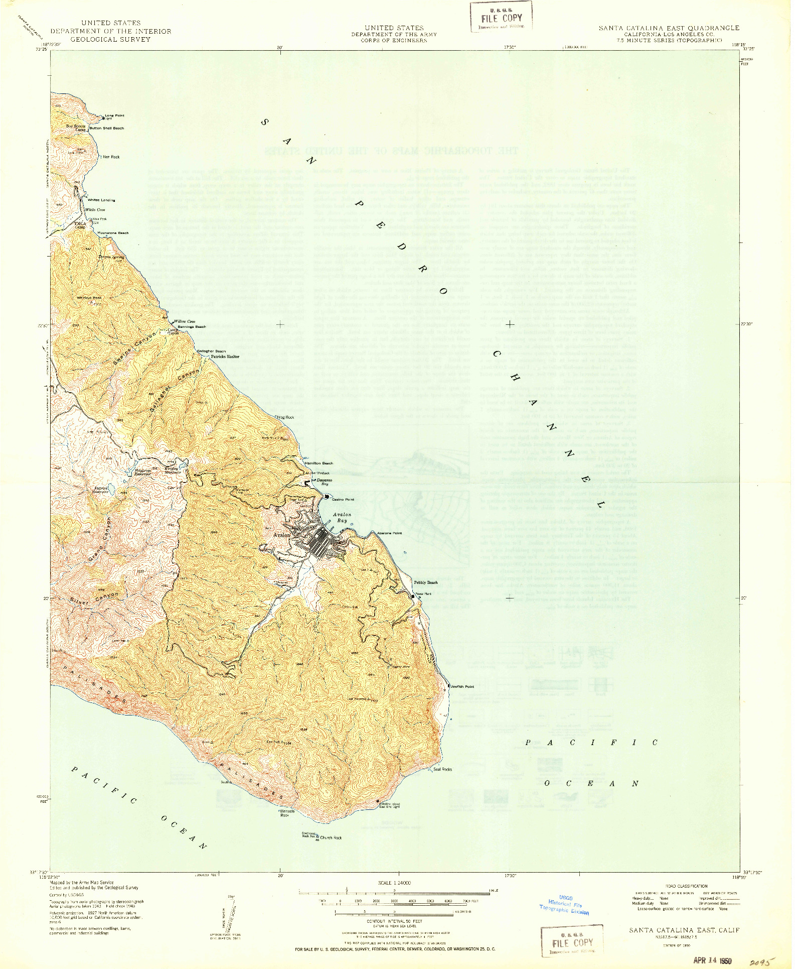 USGS 1:24000-SCALE QUADRANGLE FOR SANTA CATALINA EAST, CA 1950